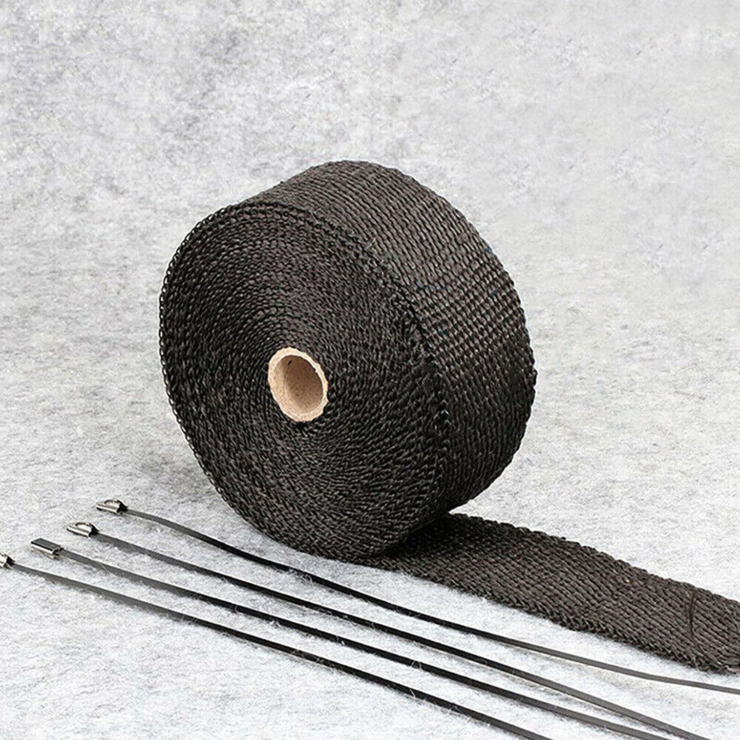 2000F Heat Resistant Black Exhaust Wrap with 10 Stainless Steel Ties