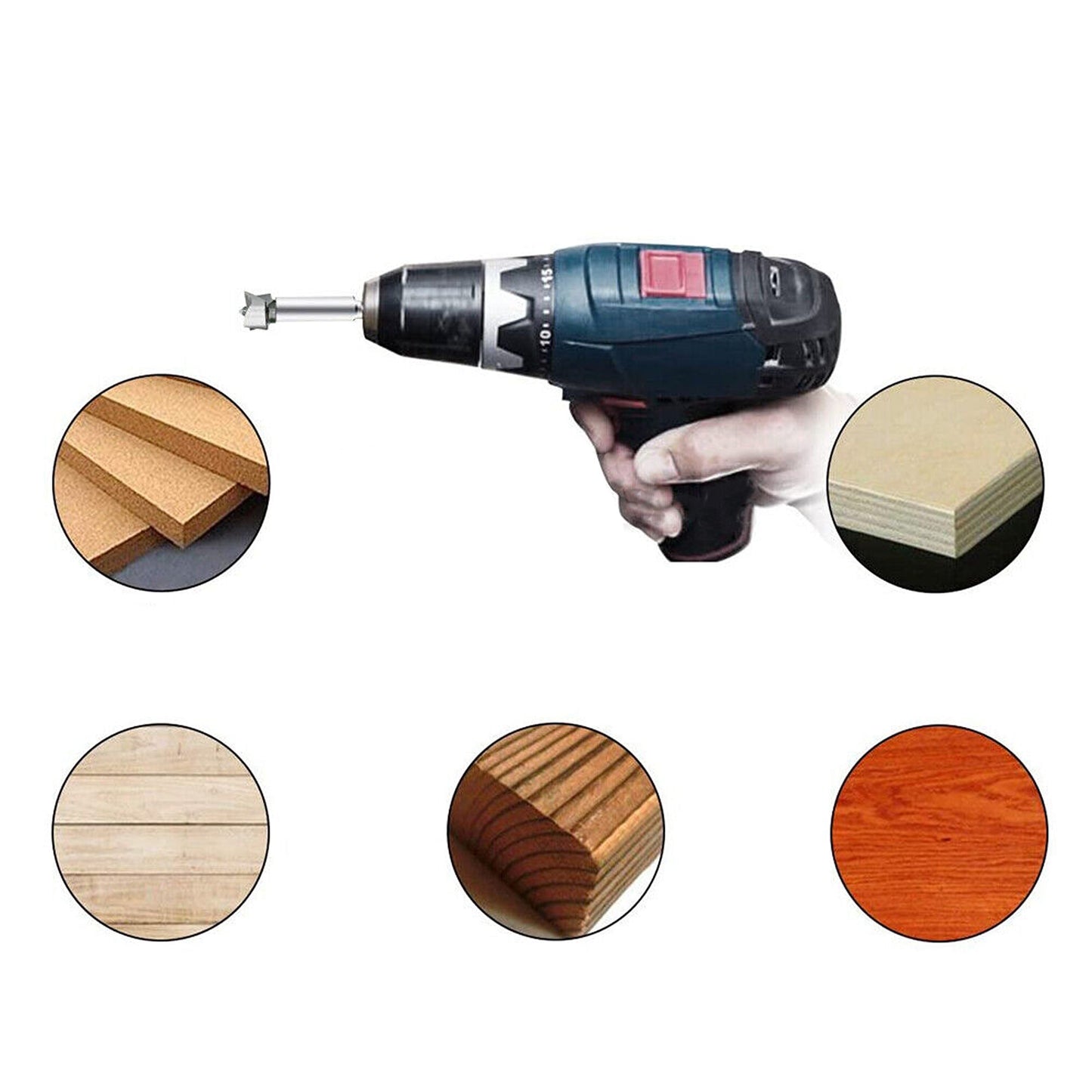 5pcs Woodworking Forstner Drill Bit Set Hole Saw Cutter Tools