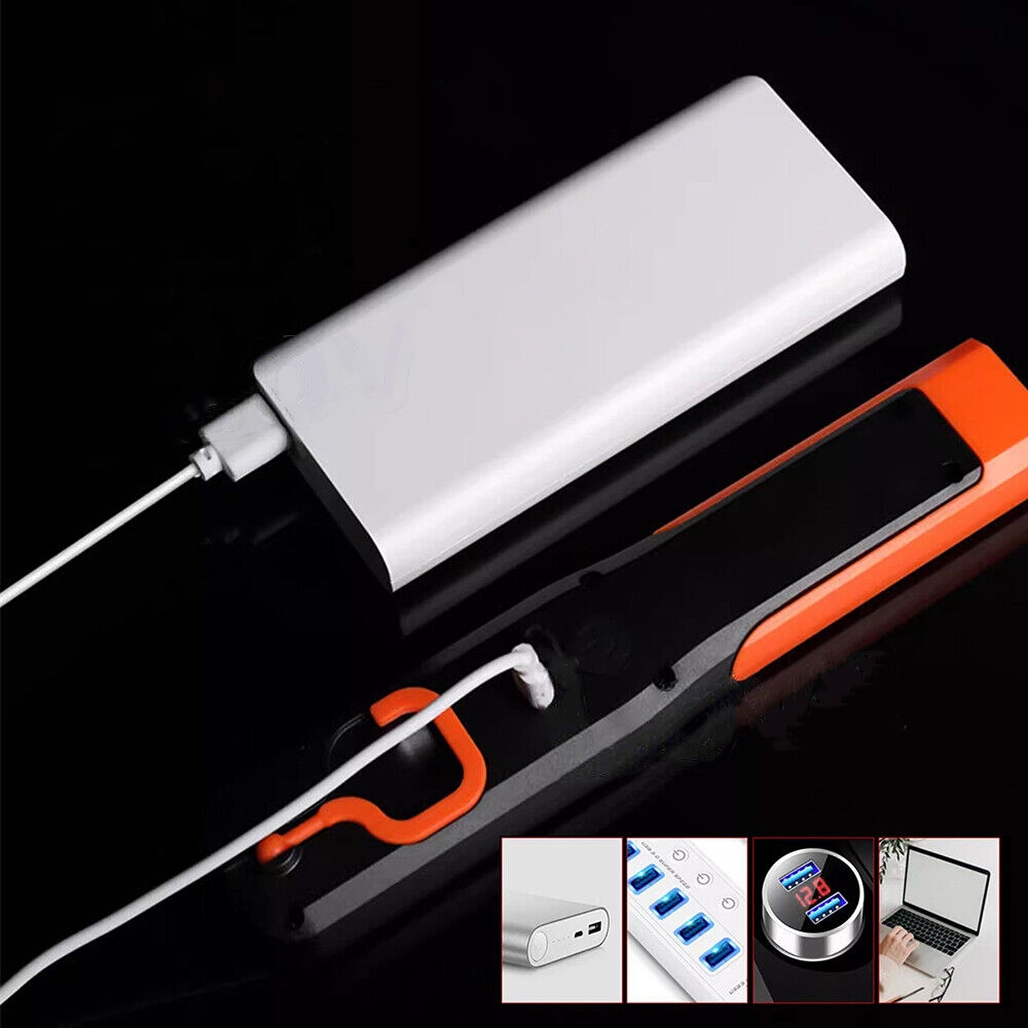 2pcs Cordless Magnetic Light Rechargeable COB Lamp Torch