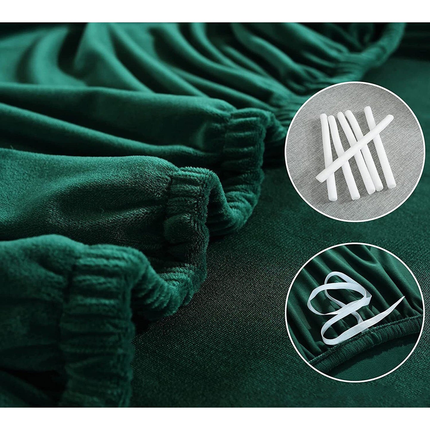 Dark Green Super Stretch Slipcover Velvet Sofa Covers Couch Cover