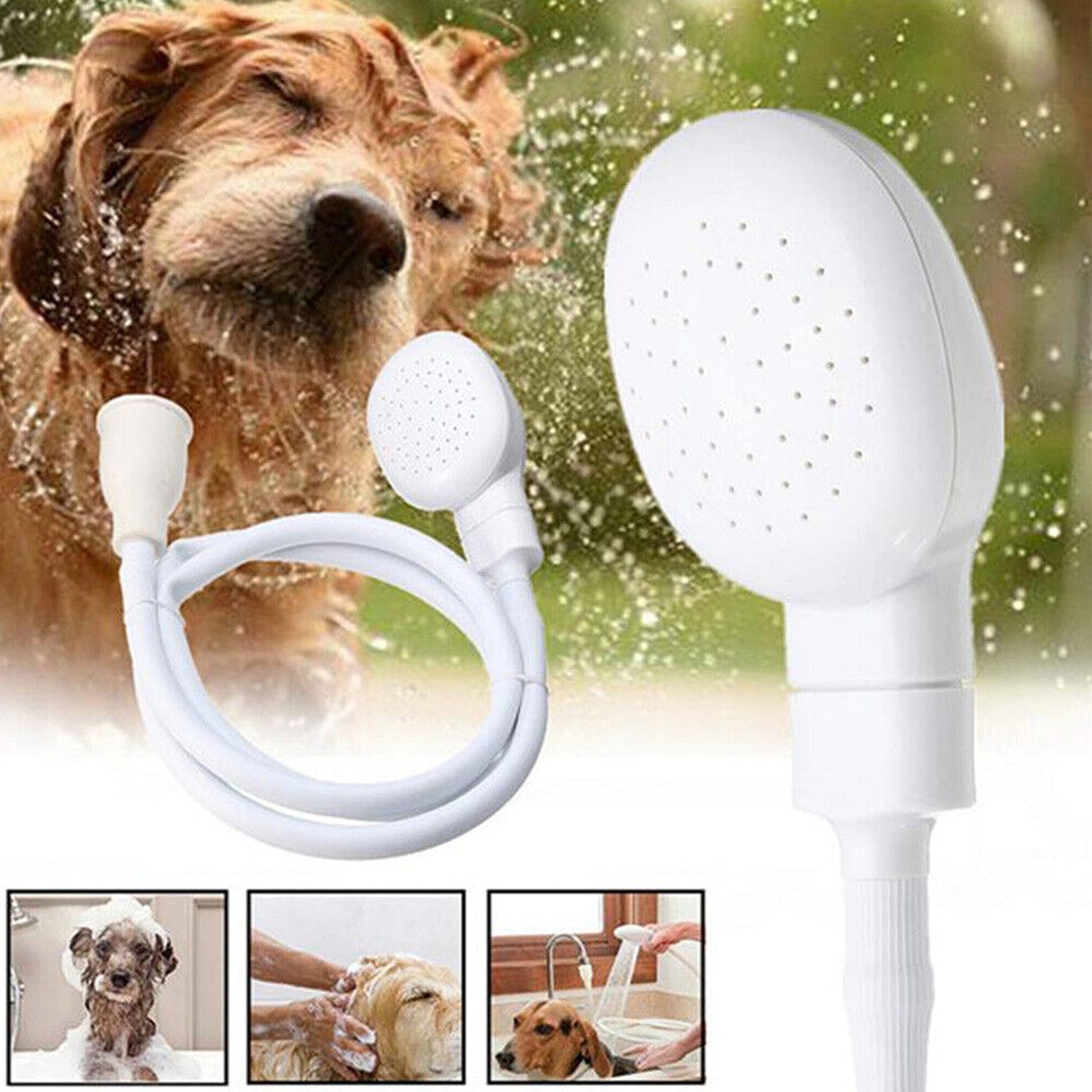 Pet Bathing Tool Shower Spray Hose with Dog Head Sink Attachment