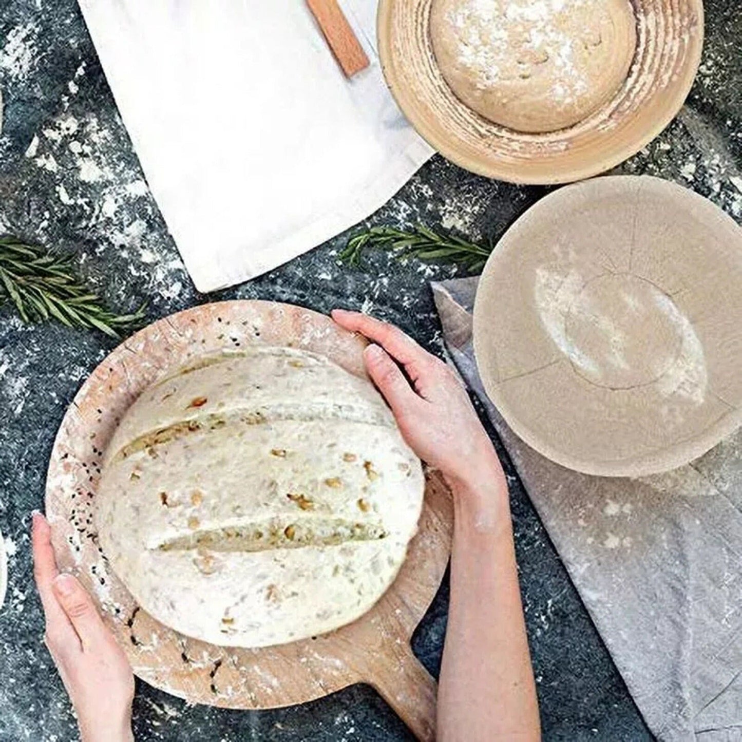 Round Bread Proofing Rattan Basket Sourdough Banneton Fermentation Tool