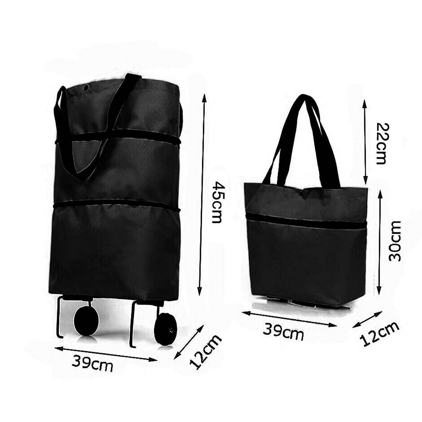 Foldable Shopping Trolley Bag with Wheels for Portable Use