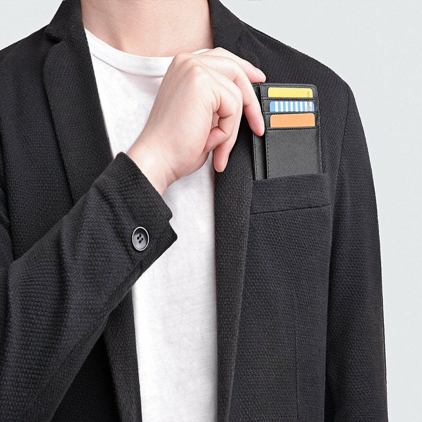 Flip Leather Slim Wallet with RFID Blocking and Credit Card Holder