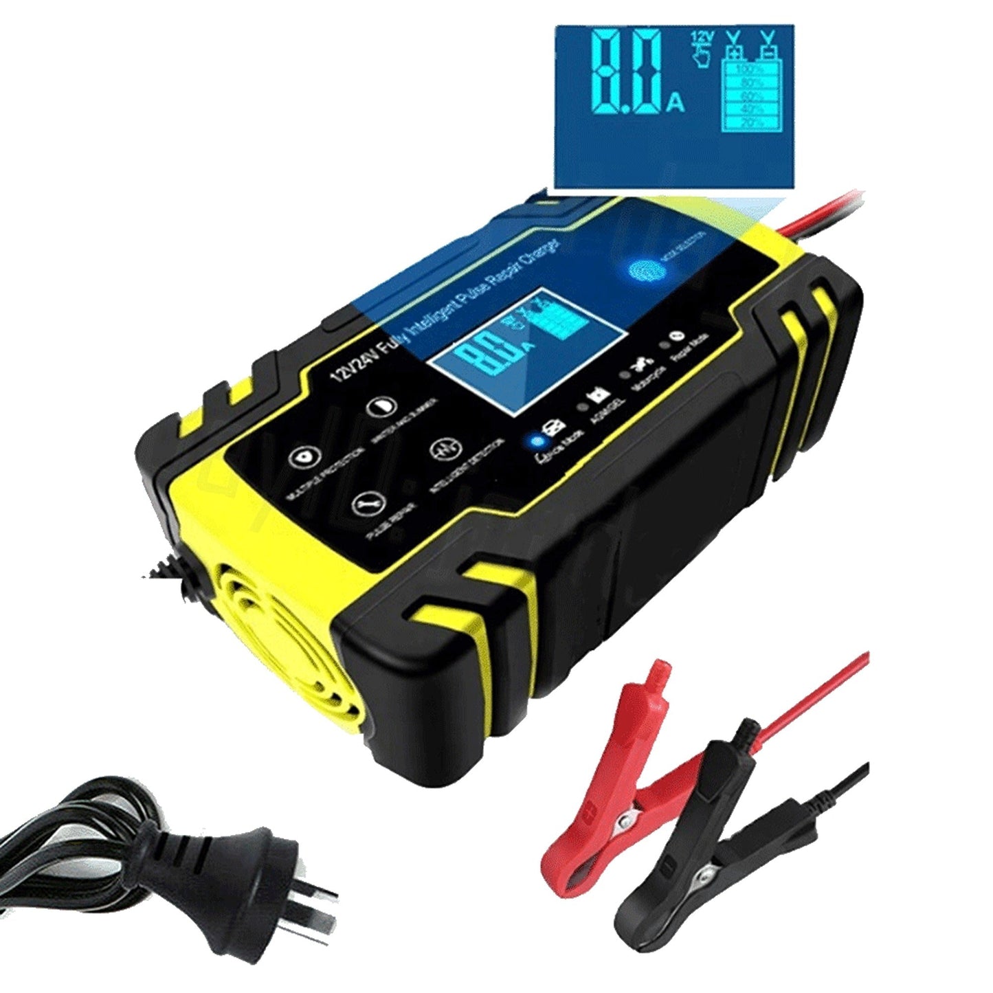 Smart Car Battery Charger Trickle and Repair Function for Motorcycles and Boats