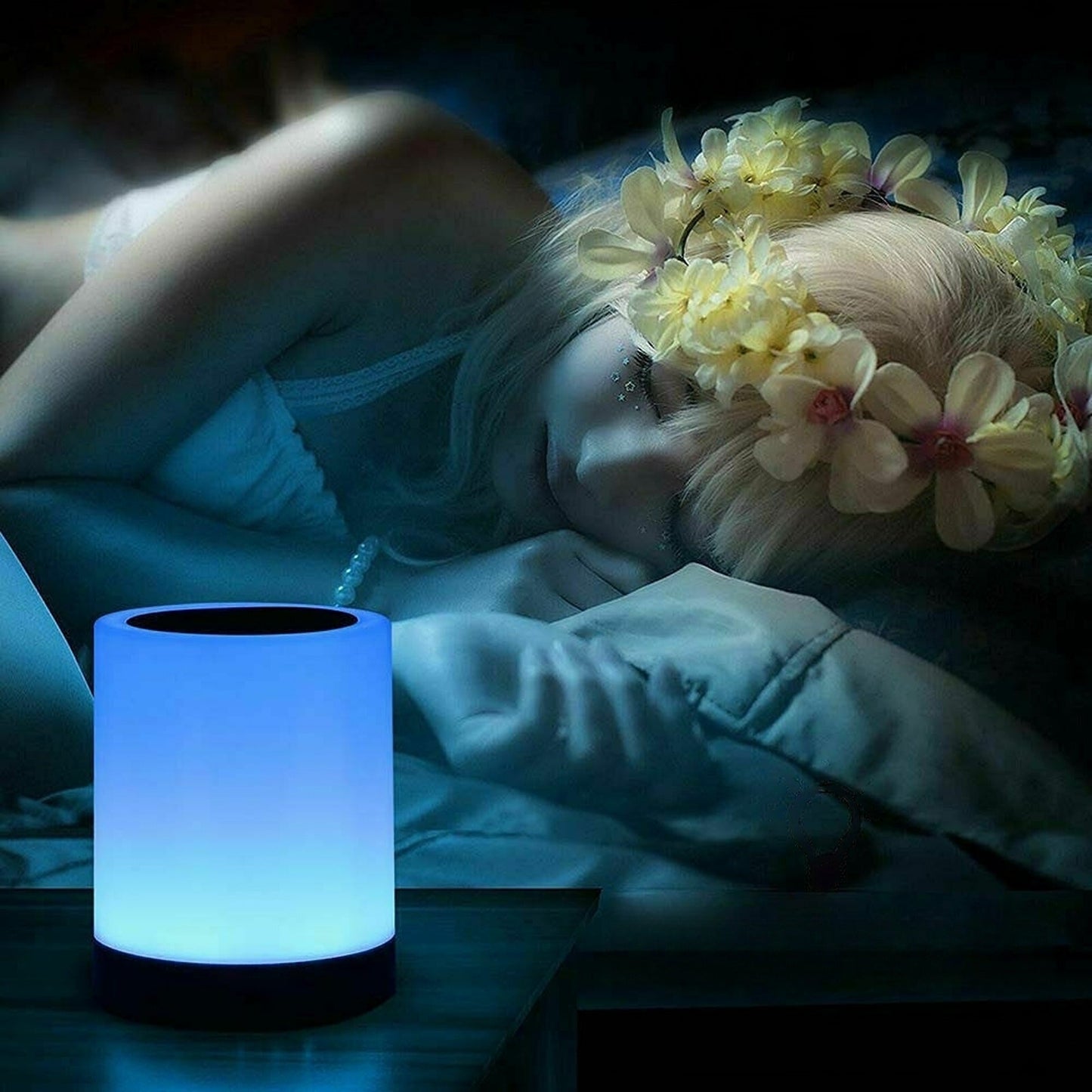 7 Colour USB Rechargeable RGB LED Touch Night Light Dimmable Mood Bedside Lamp