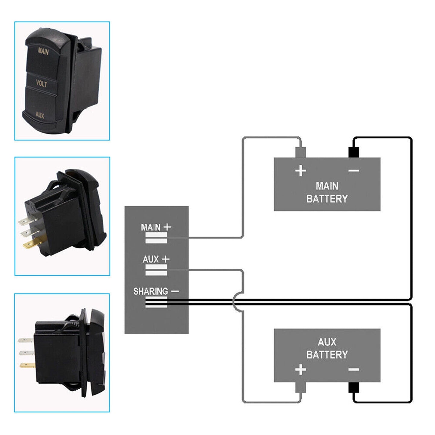 Dual Battery Volt Meter for Marine Vehicles LED Digital Display