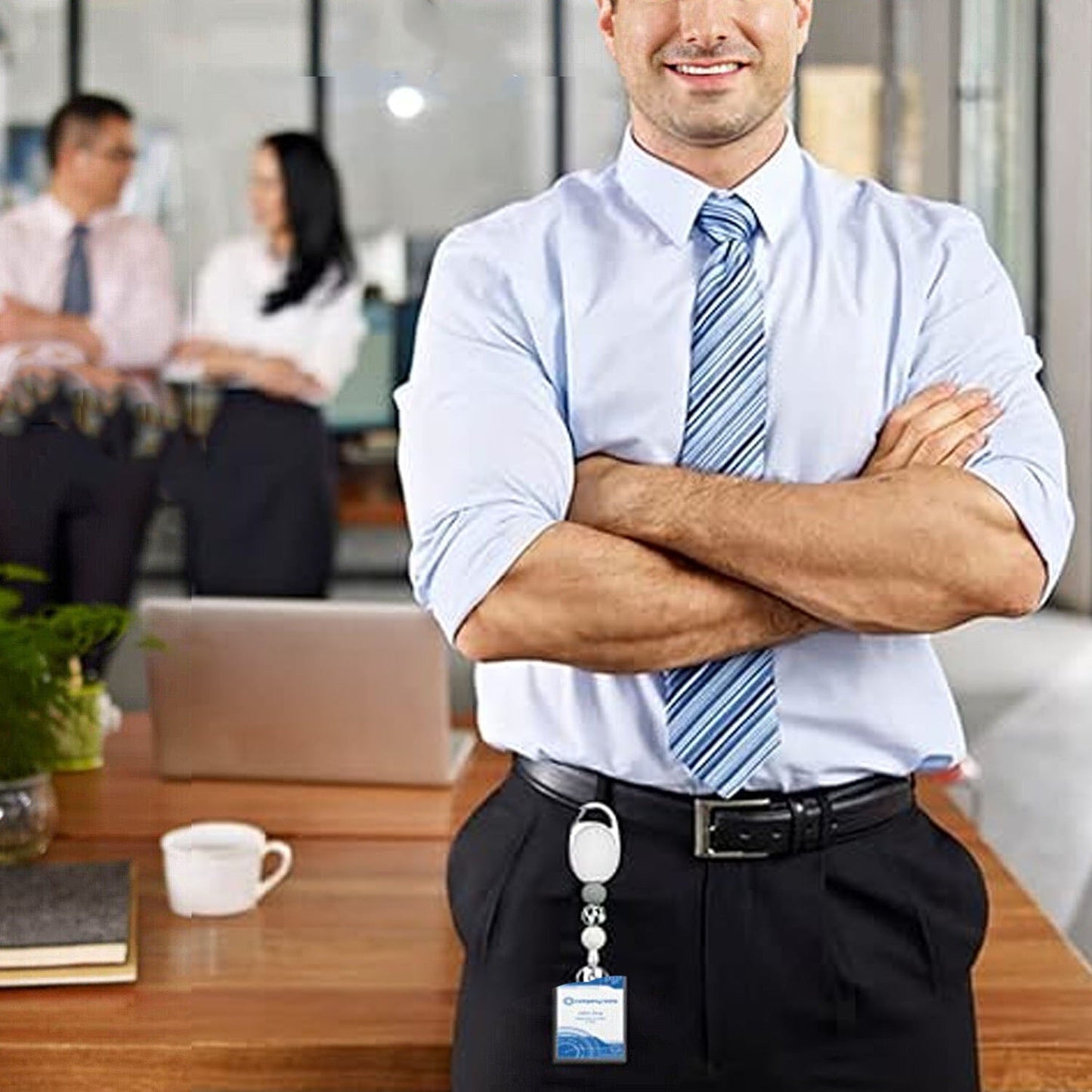 2pcs Dual Retractable ID Badge Reel with Belt Clip