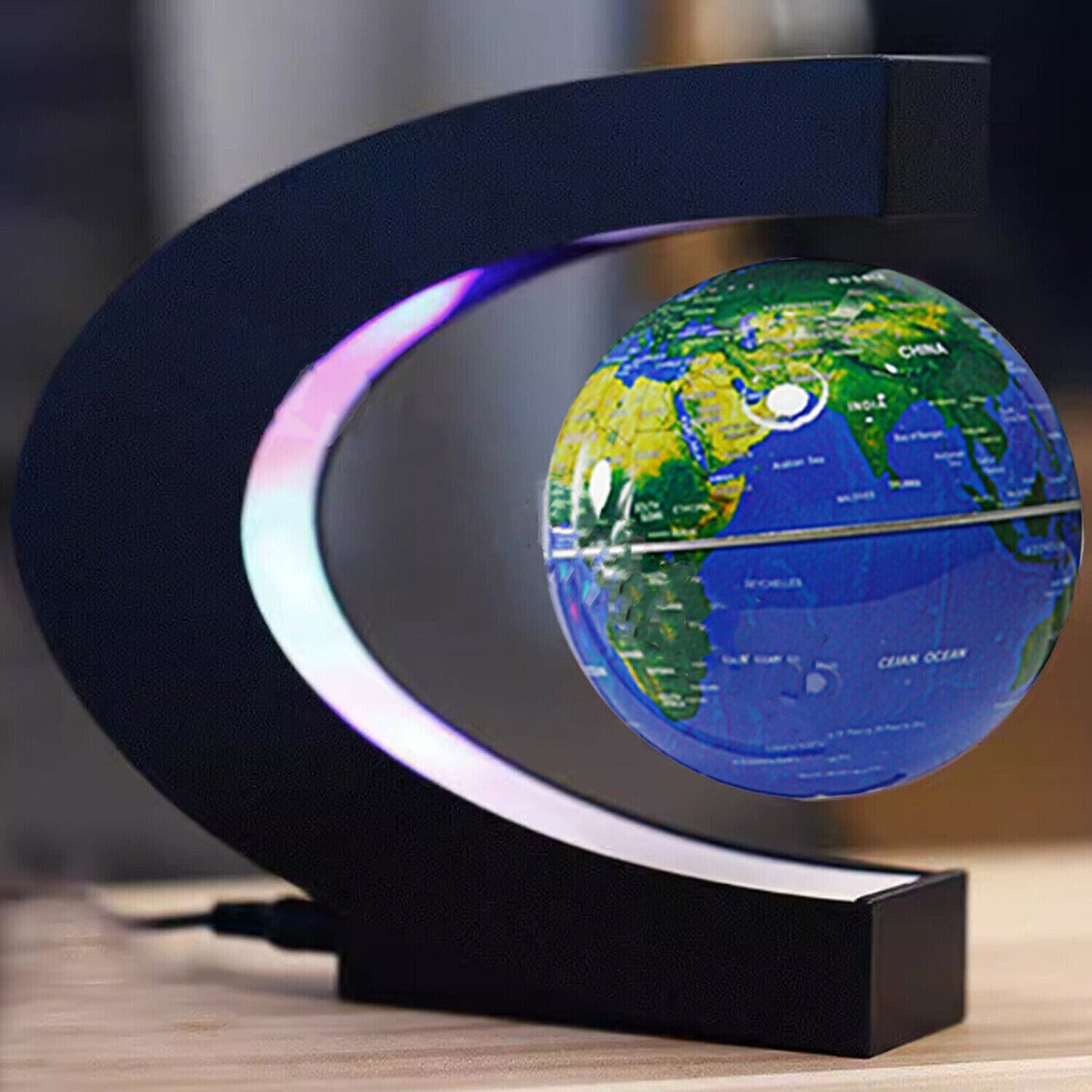 Floating Globe with Magnetic Levitation and LED Touch Lighting