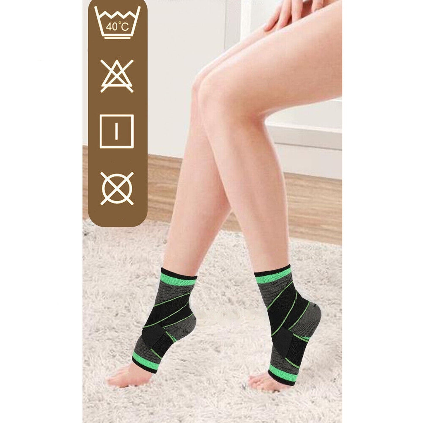 Green Ankle Brace Support Compression Sleeve for Plantar Pain Relief
