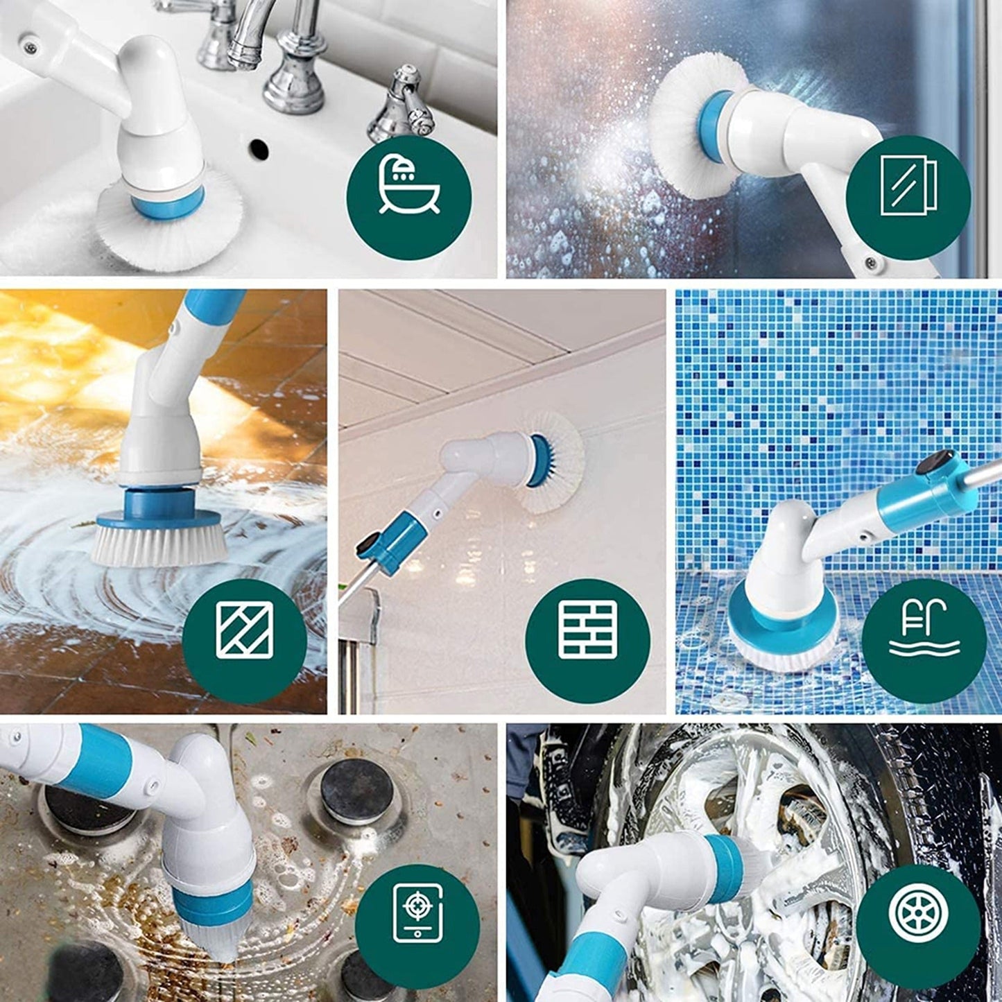 Electric Bathroom and Kitchen Cleaning Spin Scrubber Turbo Cordless Brush