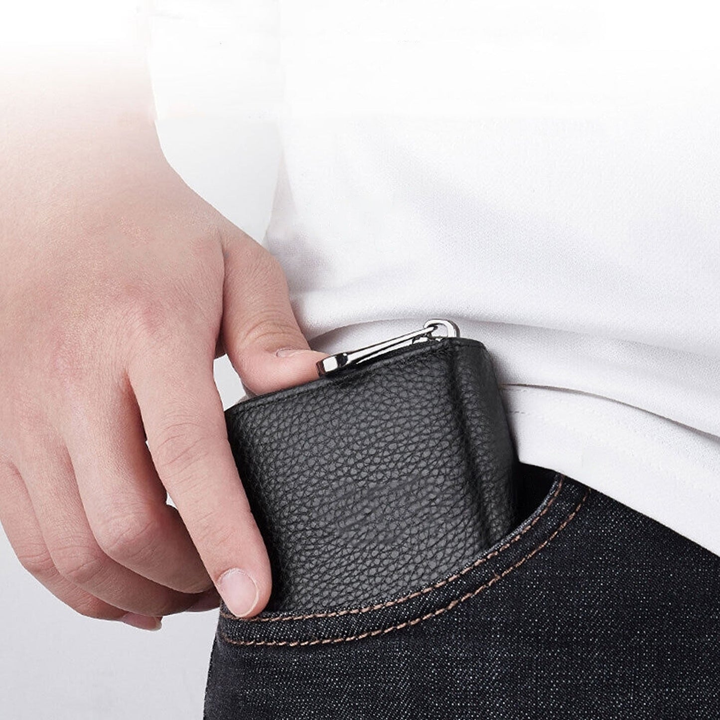 Genuine Leather RFID Blocking Wallet Credit Card Holder Business Case 22 Cards