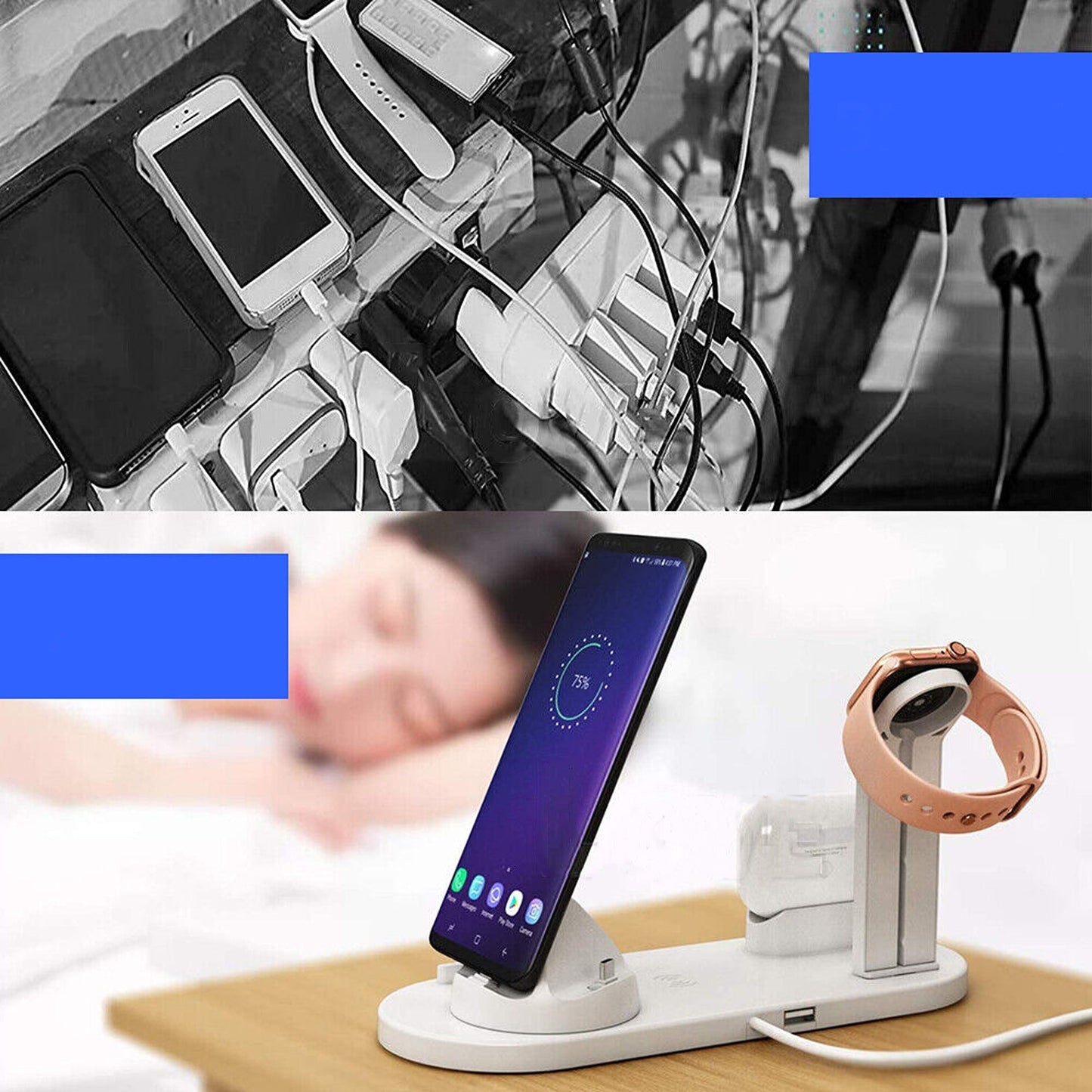 For Apple Watch iPhone 12 11 XS 8 Plus Wireless Charger Dock Charging Station 4in1