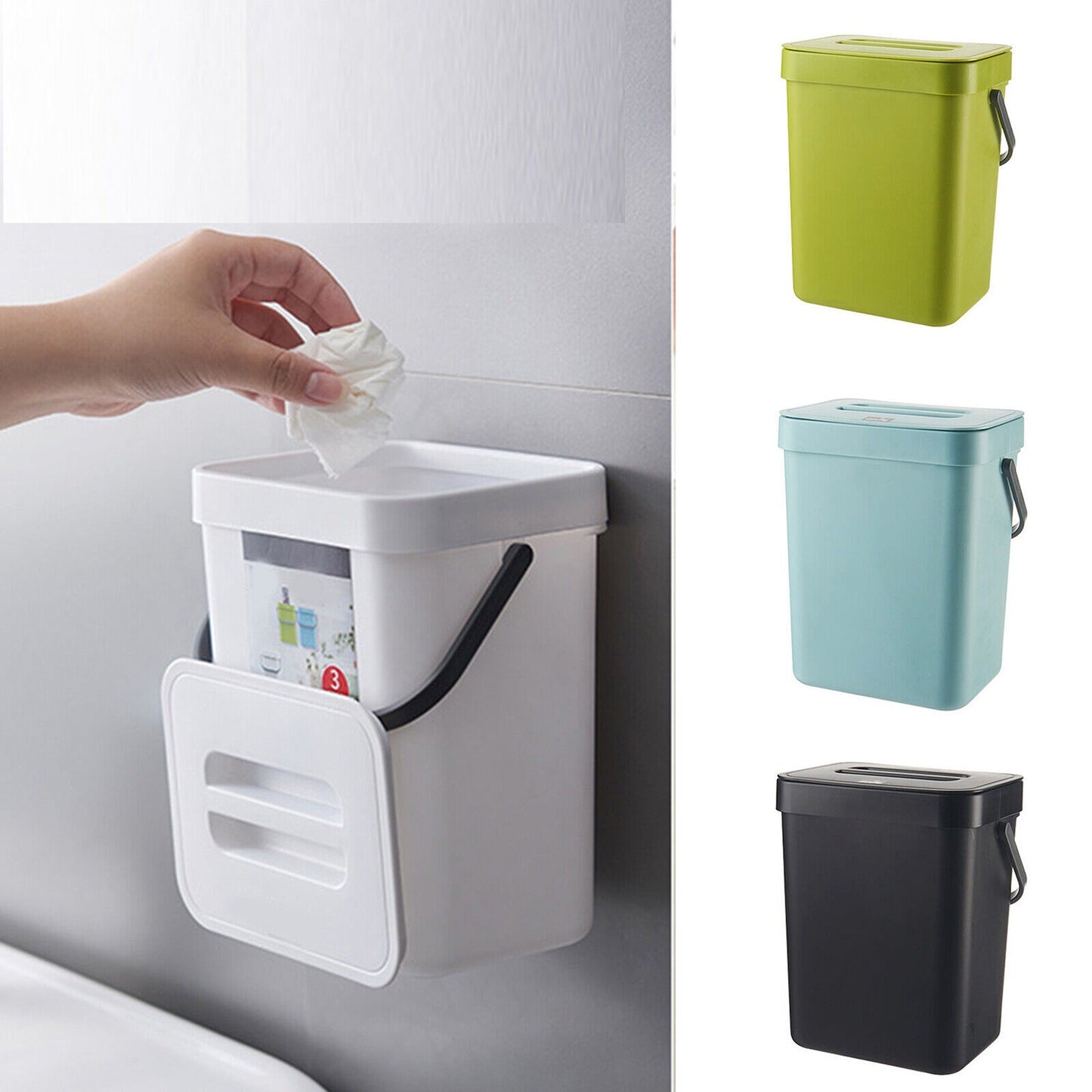 Wall Mounted Cupboard Door Trash Can with Push Top Lid