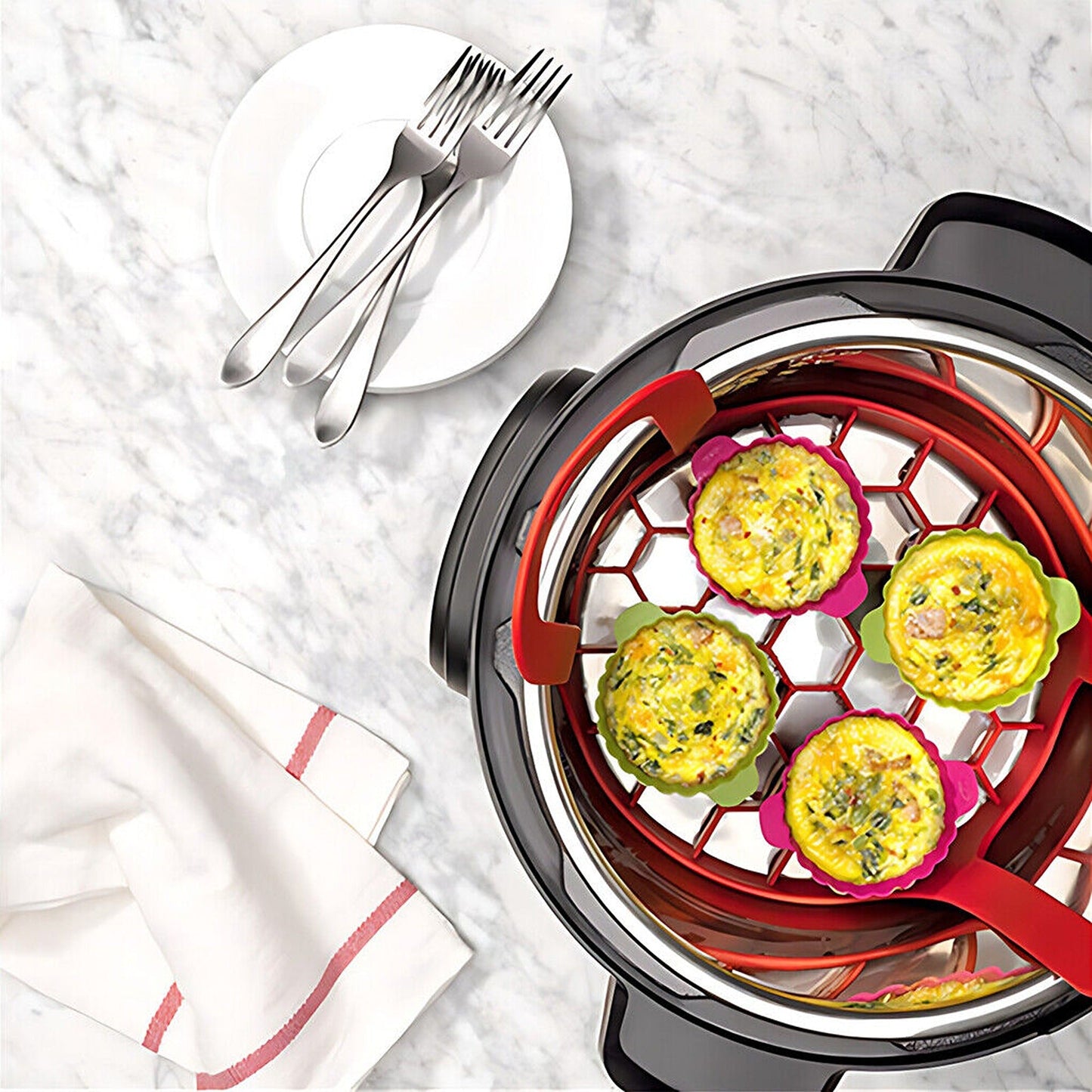 Egg Steamer Holder Rack Silicone Boiling Anti-scalding Tray Handle