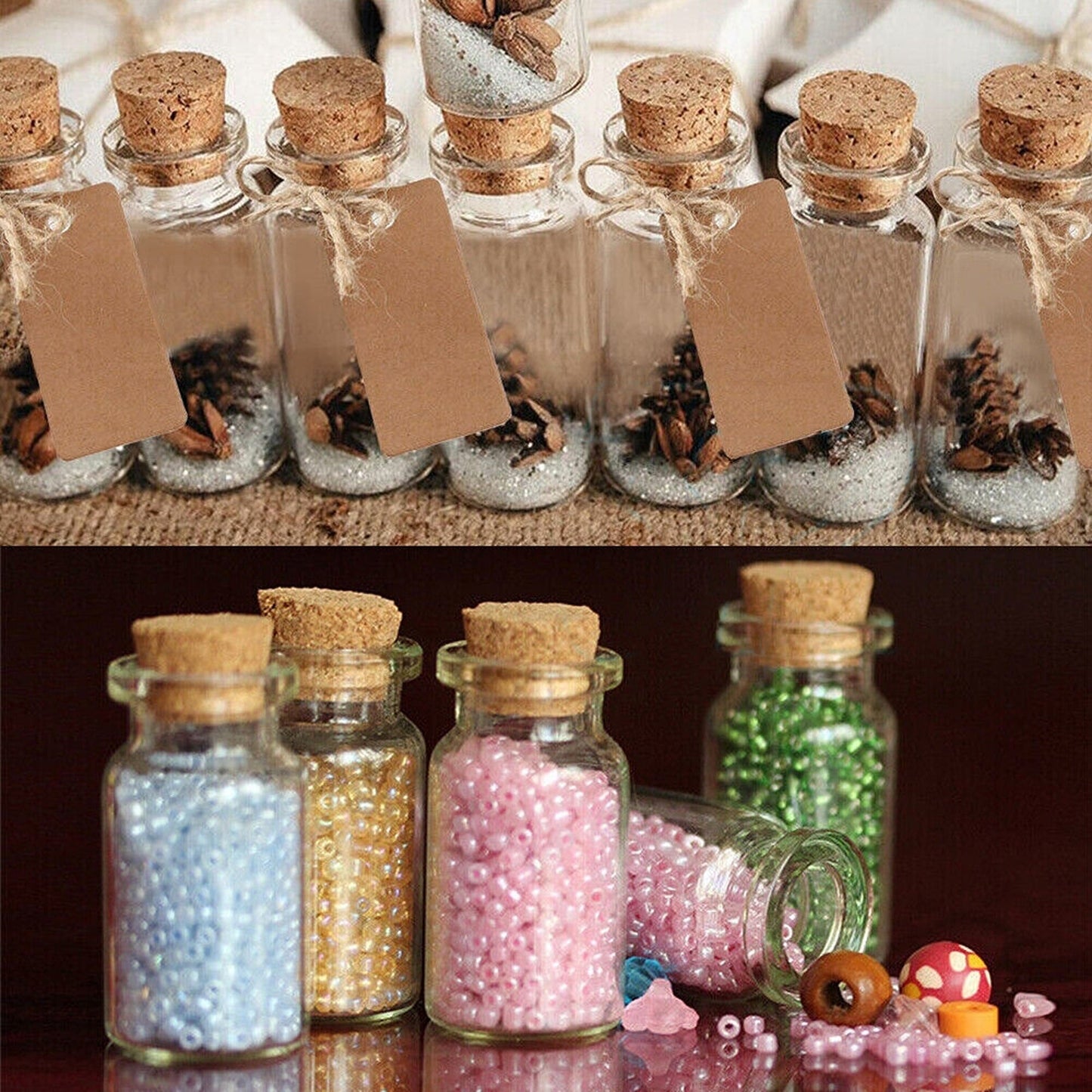 40ml Glass Bottles with Cork Stopper Tiny Crafts Storage Vials