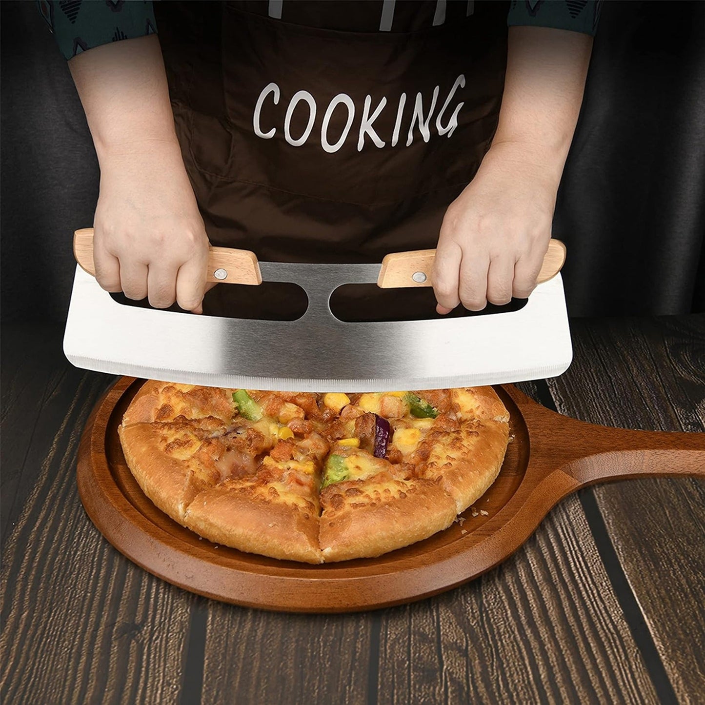 35cm Pizza Cutter Rocker 35cm Protective Cover Slicer Blade