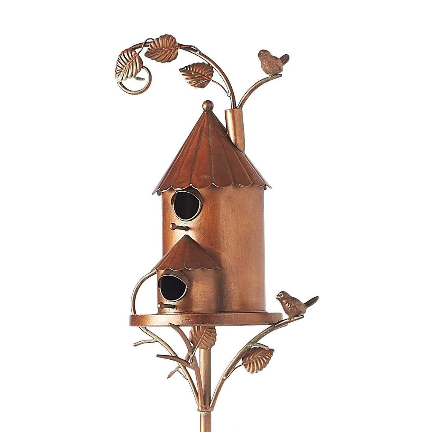 Outdoor Metal Birdhouse Art Stake Rustic Garden Yard Bird House Stand