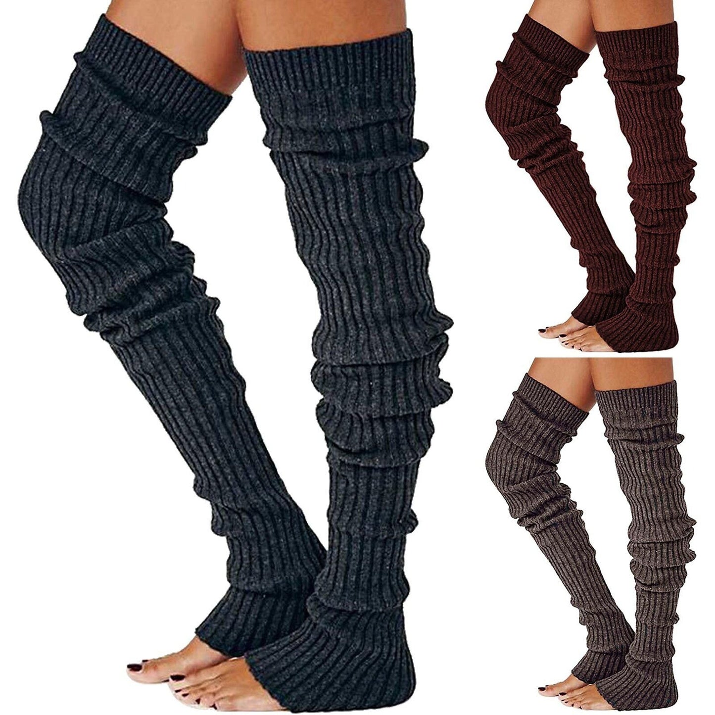 Women Knitted Crochet Thigh High Long Warm Bubble Socks