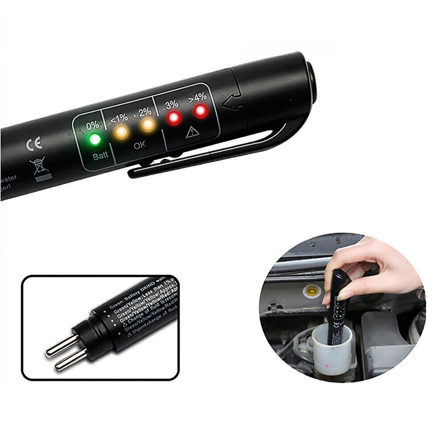 1pc Vehicle Brake Fluid Diagnostic Tester Pen with LED for DOT3/DOT4