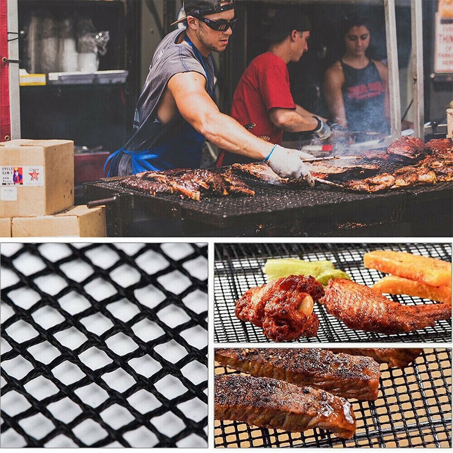 BBQ Mesh Grill Mat Non-Stick Liner for Cooking Barbecue Wire Baking Pad