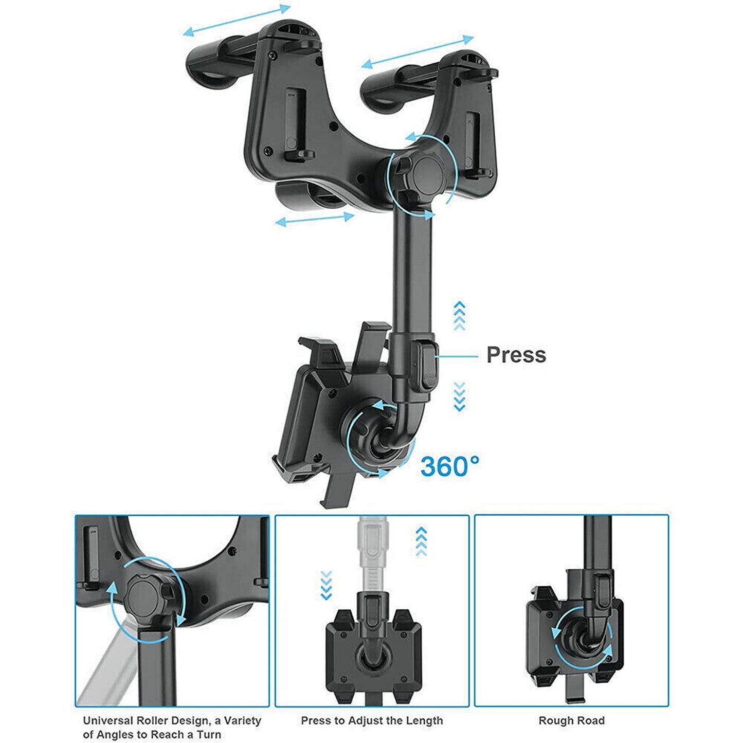 Universal Rotatable Car Phone Holder Rearview Mirror Mount Bracket