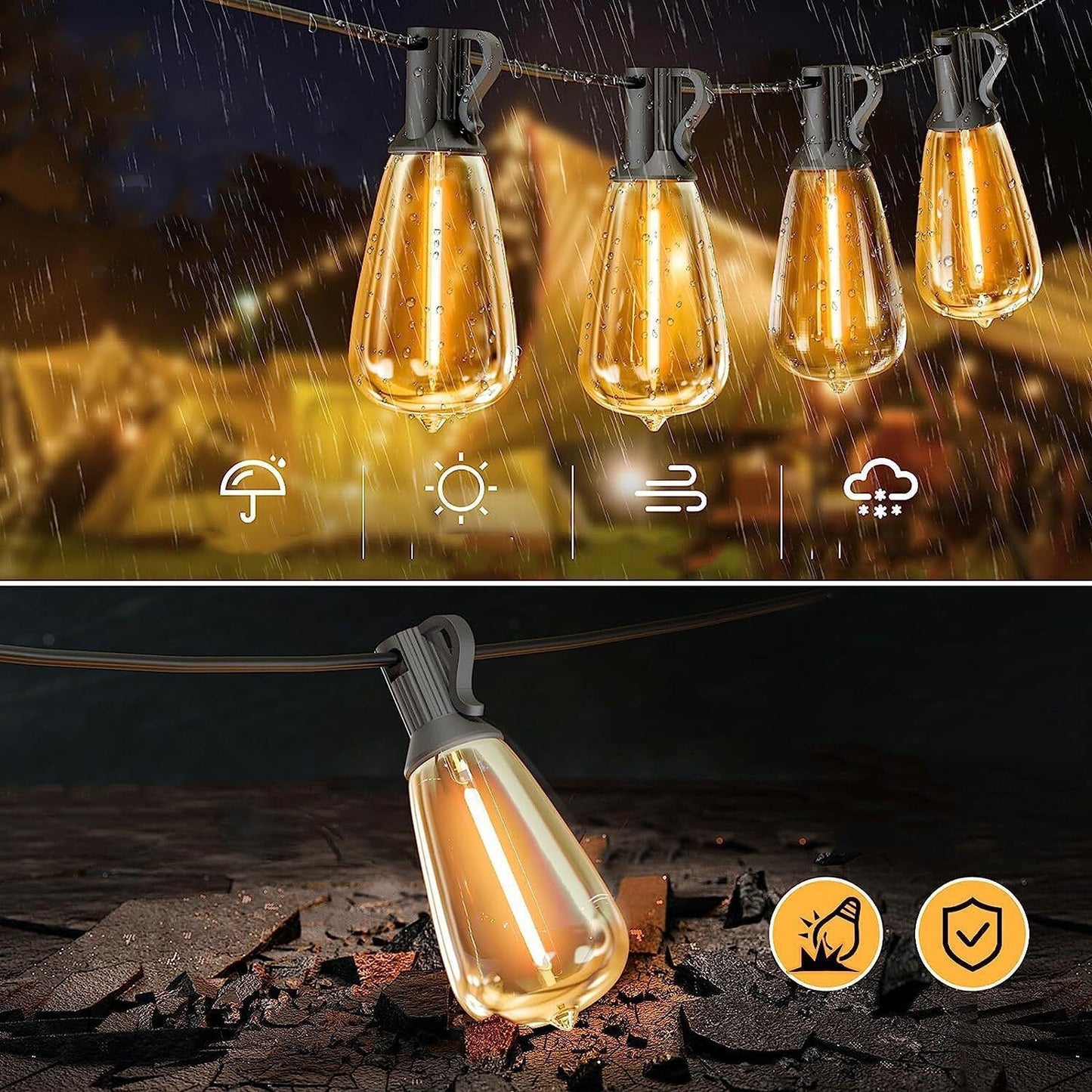 LED Festoon String Lights for Wedding Solar and Plug-In Connectable