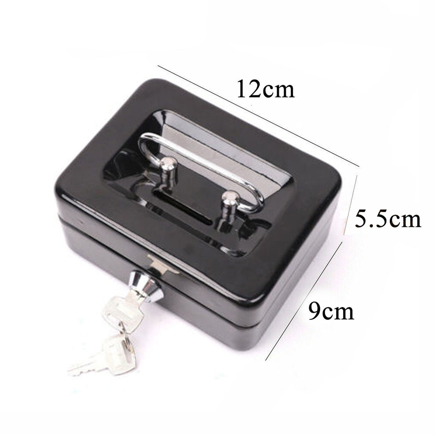 Black Portable Lockable Cash Box with Coin Slot and Key Lock