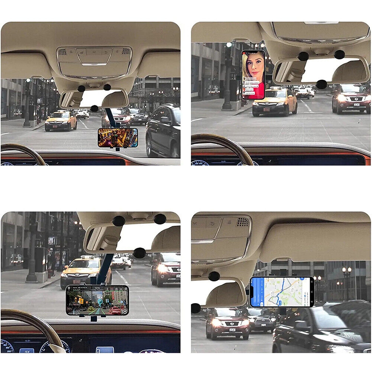 Rearview Mirror Phone Holder 360 Rotatable Car Multifunctional Stand
