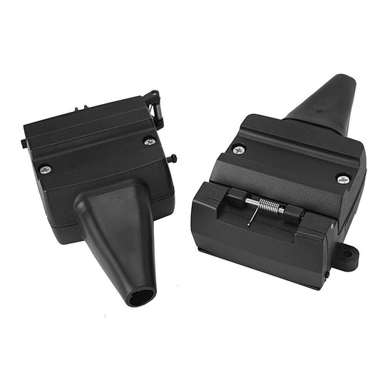 2pcs 12-Pin Flat Trailer Plug Light Adapter Dual Connector Socket