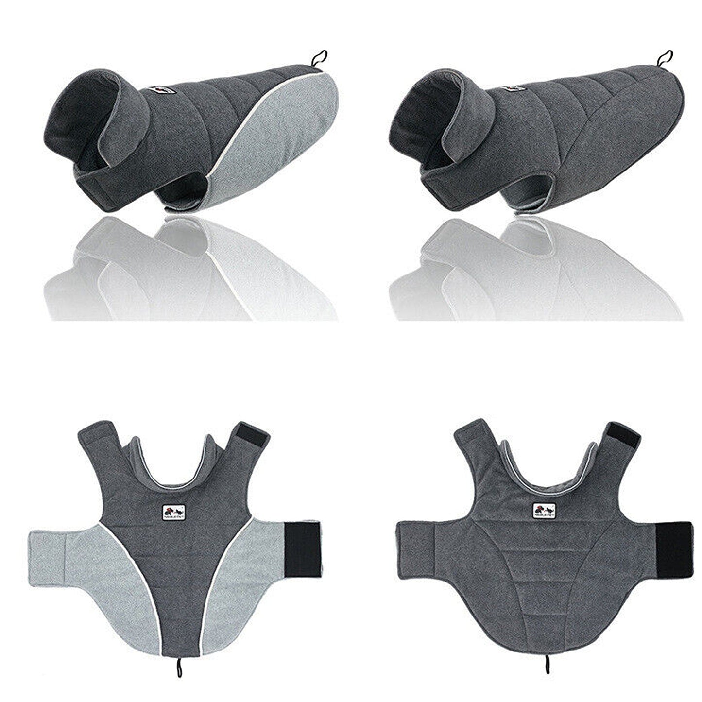 Grey Winter Fleece Coat for Pets Double-Sided Warm Jacket