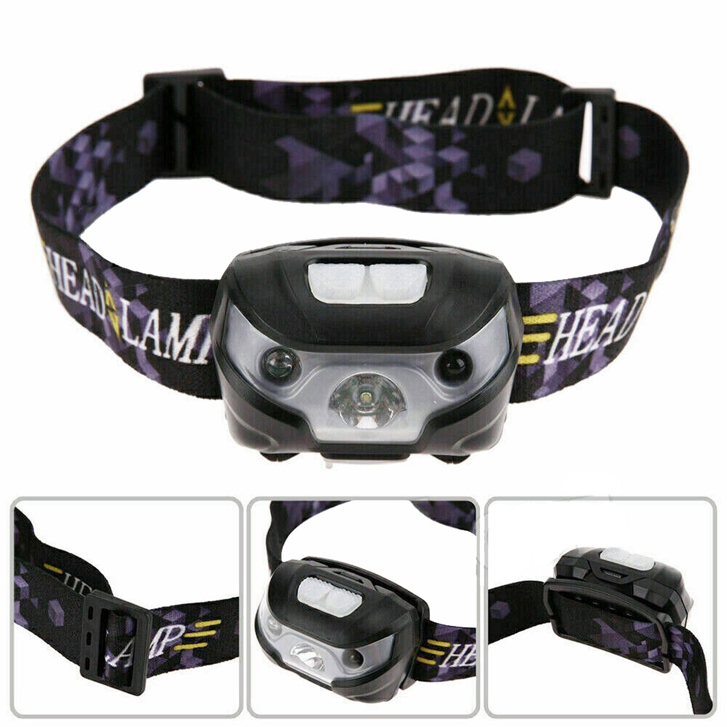 LED Headlamp COB Flashlight USB Camping Rechargeable Torch