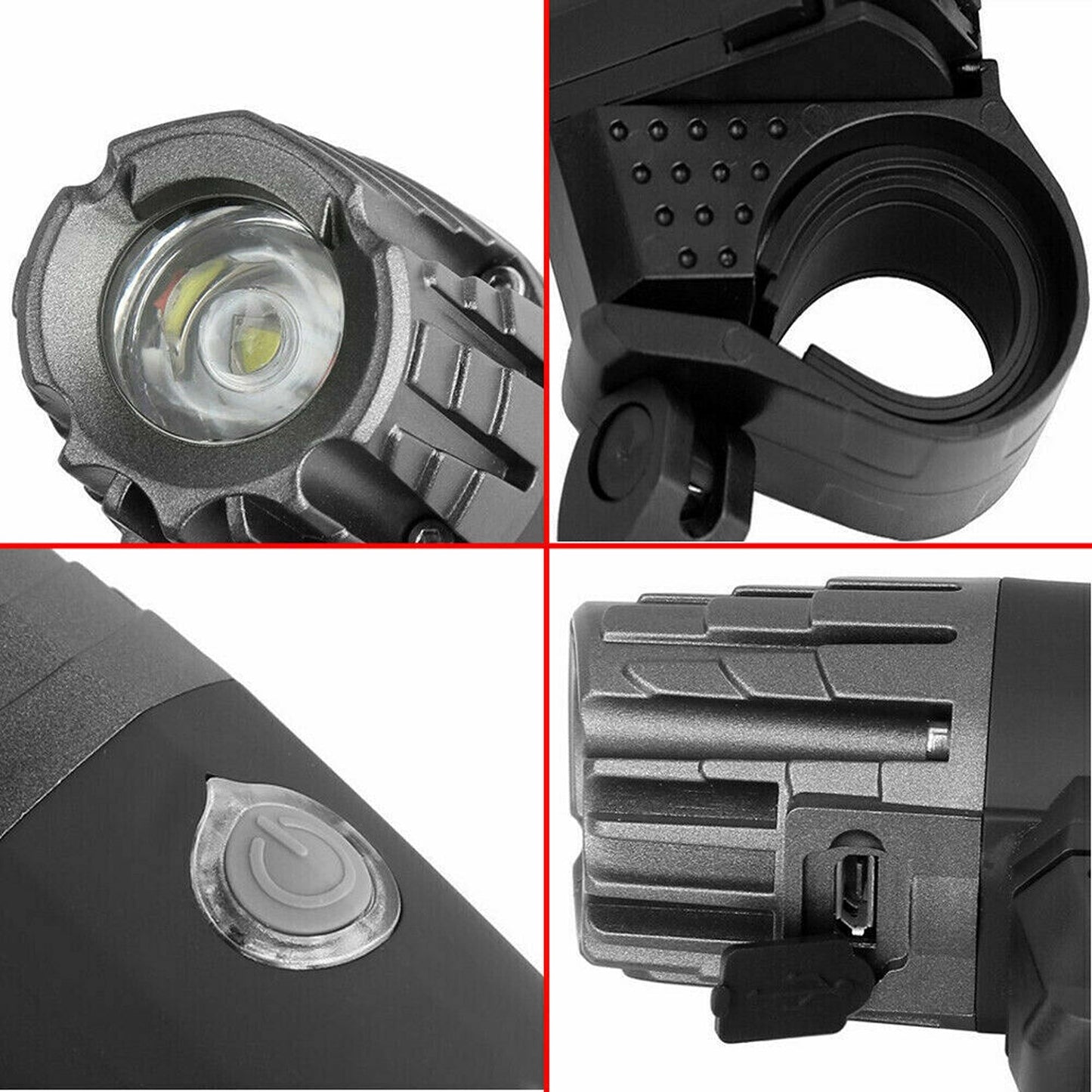 USB Rechargeable LED Bicycle Headlight Waterproof Cycle Front and Rear Light