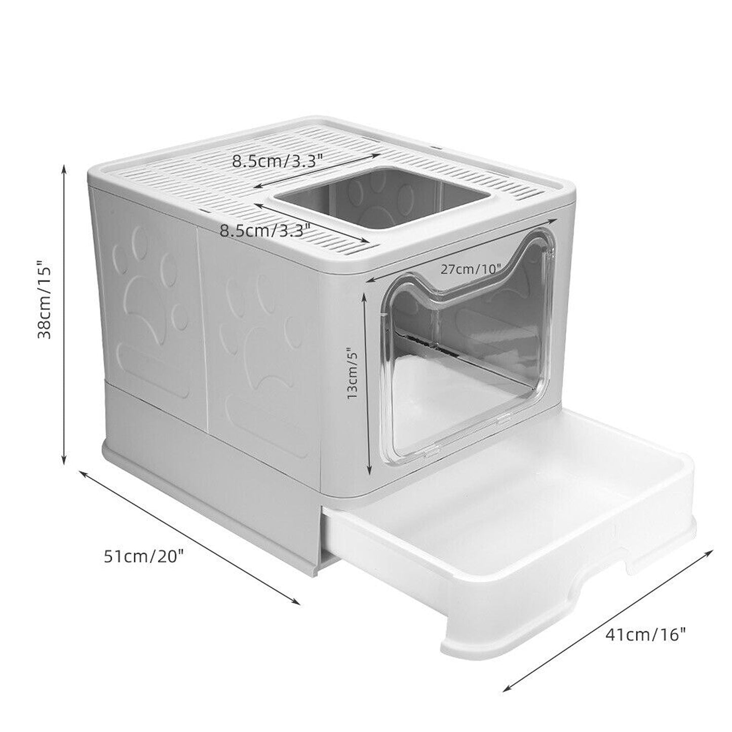 Large Covered Cat Litter Box Enclosed Kitty Toilet with Scoop and Drawer