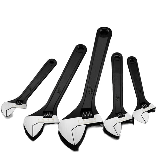 4pcs Black Coating Wide Open Jaw Adjustable Wrench Set Spanner