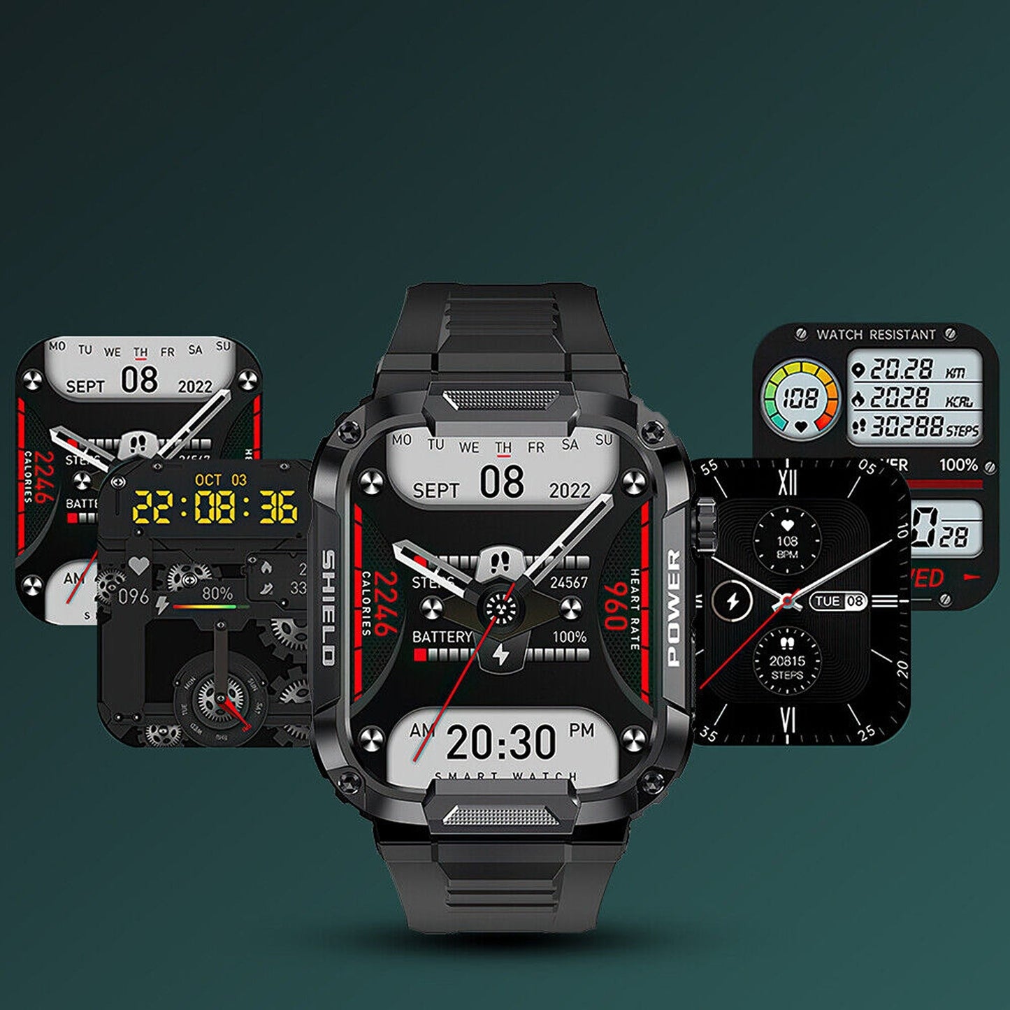 Rugged Smart Watch for Outdoor Sports Fitness Tracker with Call Function