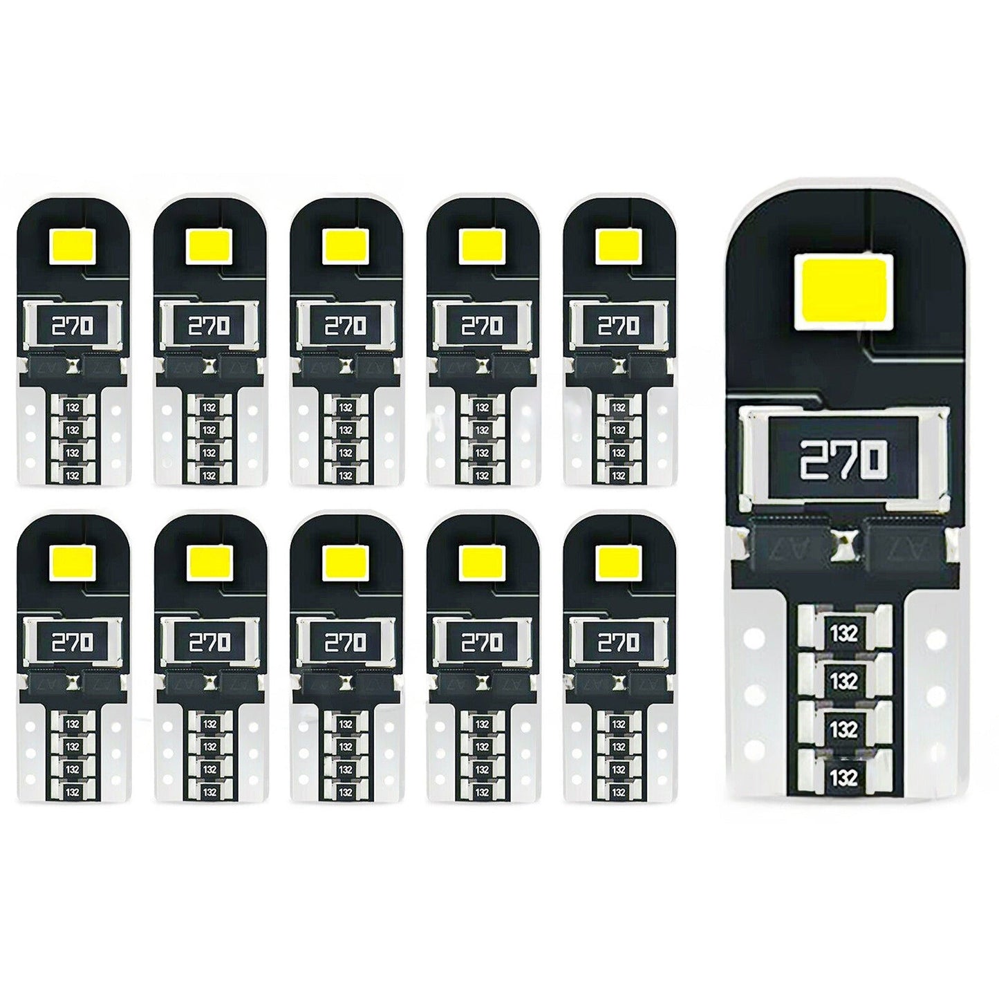 10pcs 12V White LED Car Parking Lights T10 194 168 Side Tail