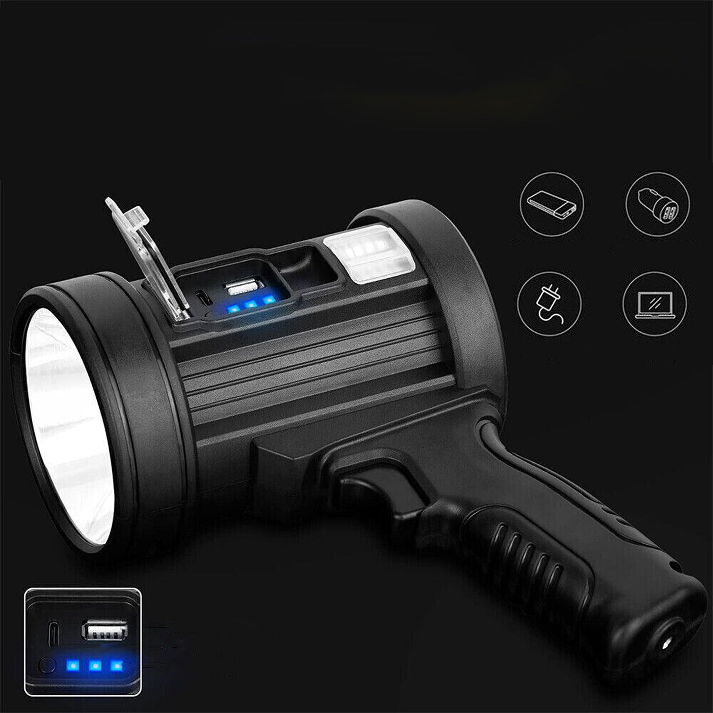 High Lumen 200000 Torch Rechargeable LED Flashlight for Camping