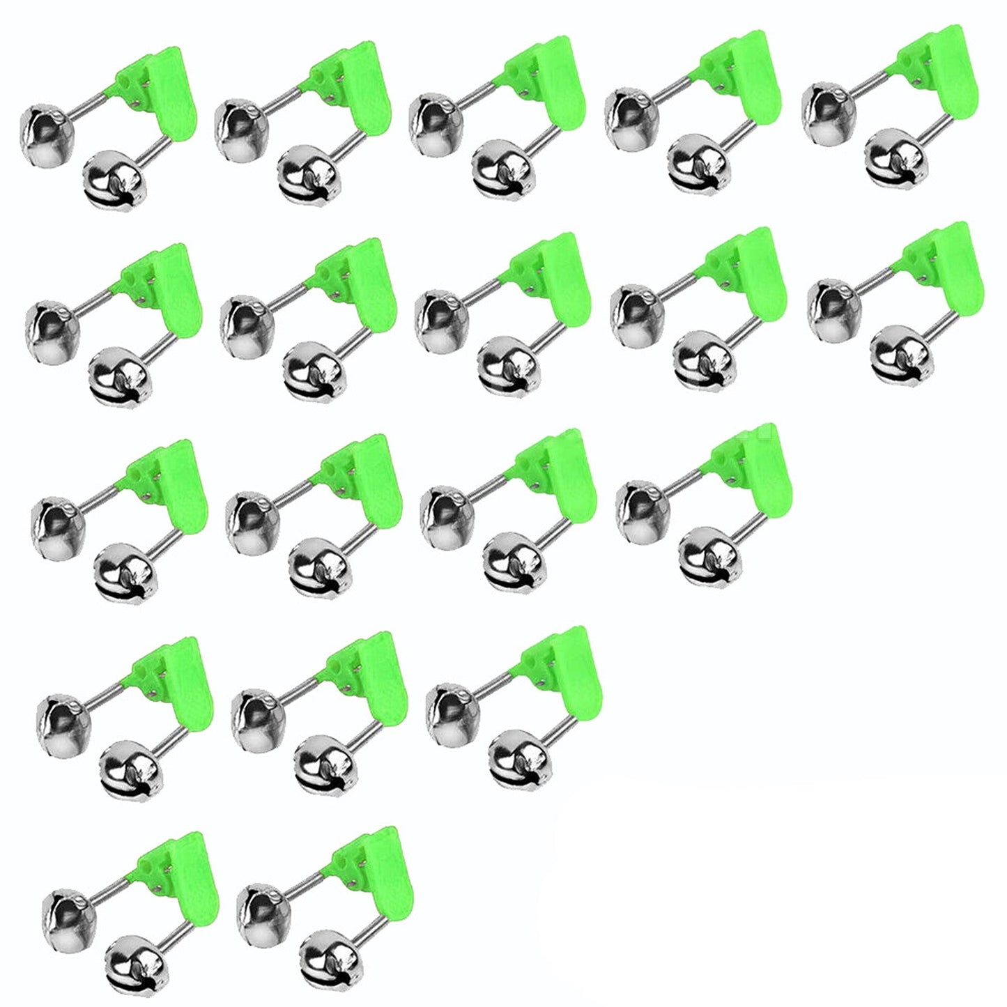 Double Rod Fishing Alarm Bells Bite Indicator Hot Green