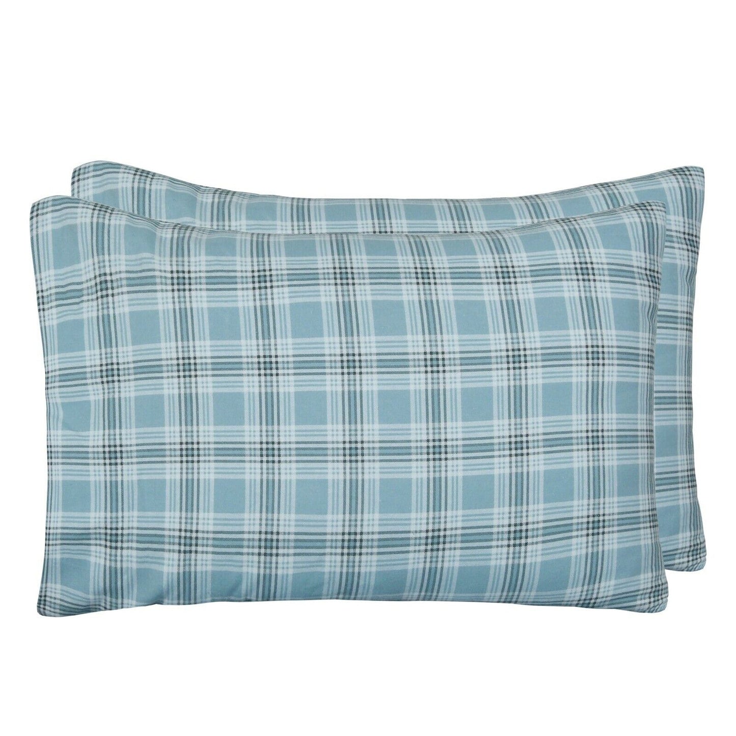 Green Plaid Cotton Flannelette Sheets Set with Standard Pillow Case Single Double Queen King