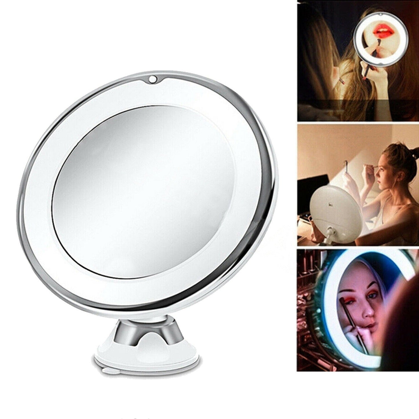 Lighted Magnifying Cosmetic Makeup Mirror Battery Operated 360 Spin