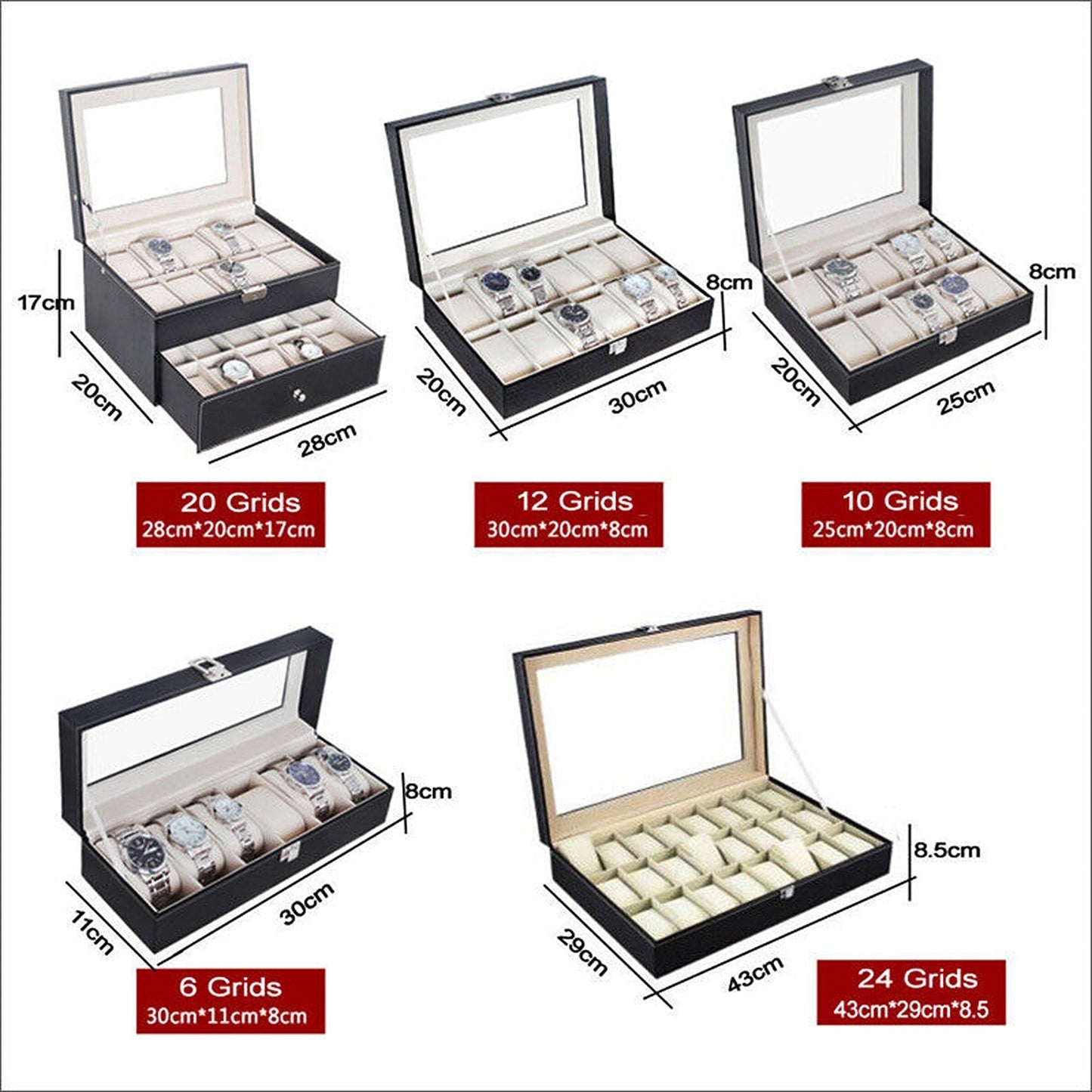 Watch Display Organizer Jewelry Storage Case Box