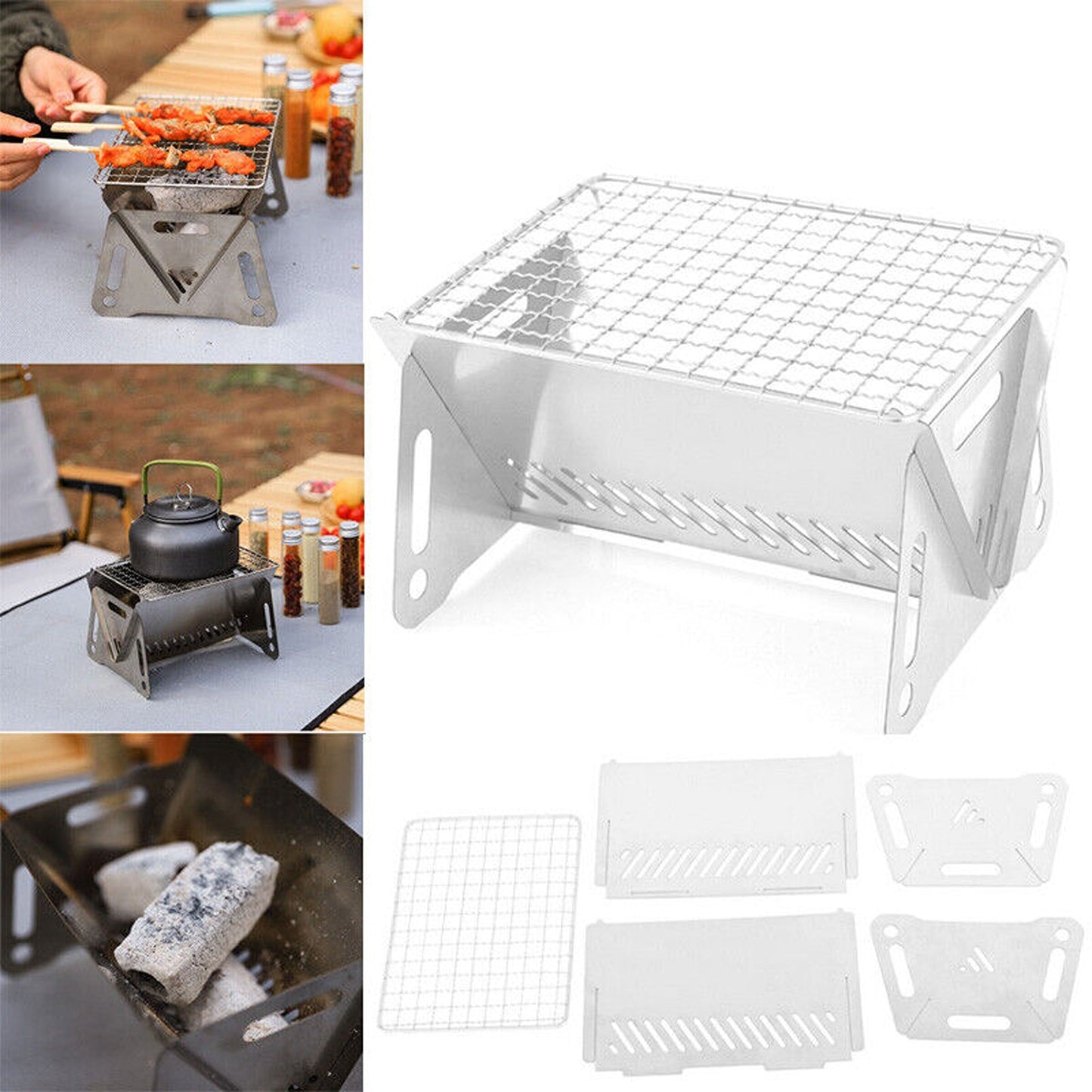 Portable Foldable Stainless Steel BBQ Grill for Outdoor Camping