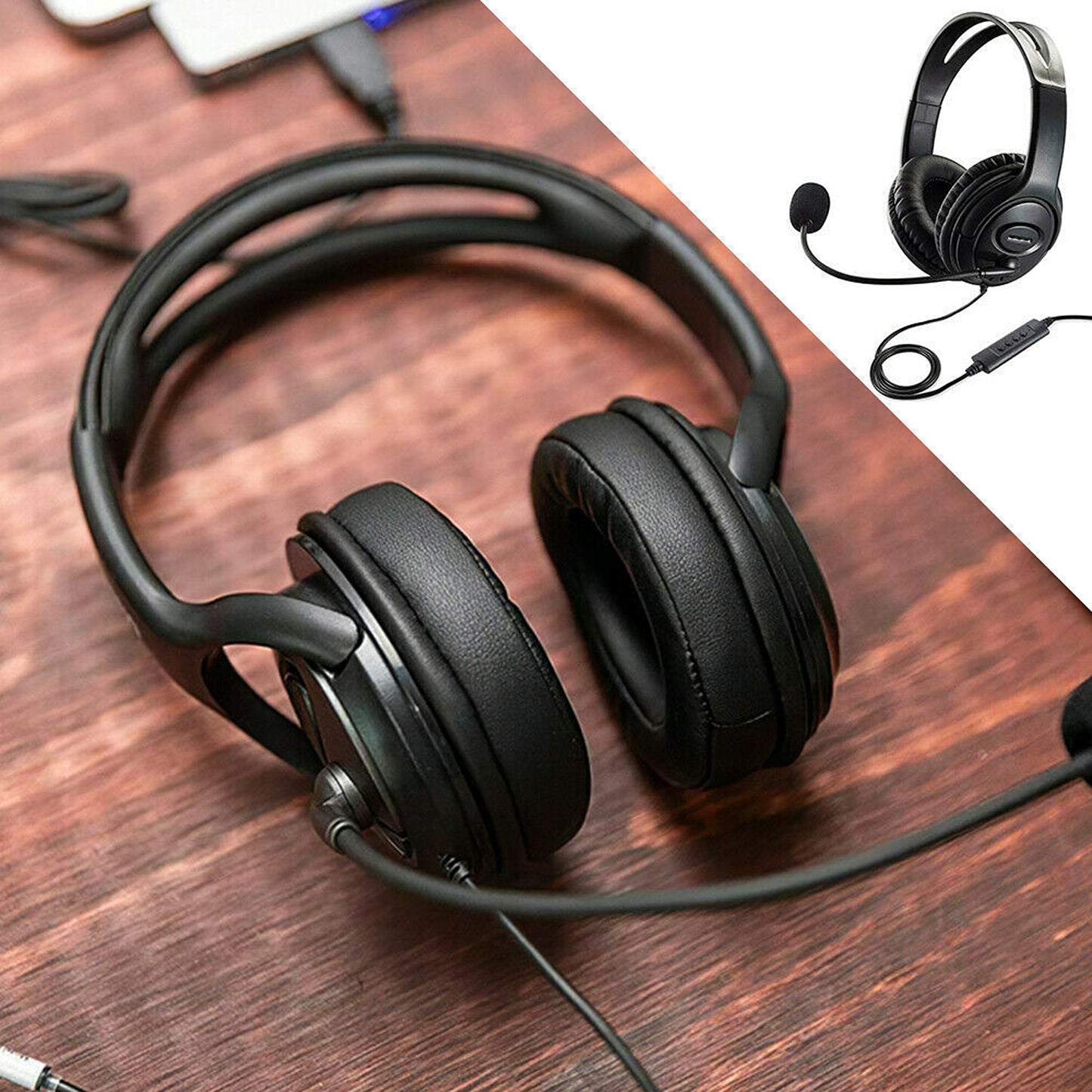 USB Wired Headset with Noise Cancelling Microphone for PC and Laptop