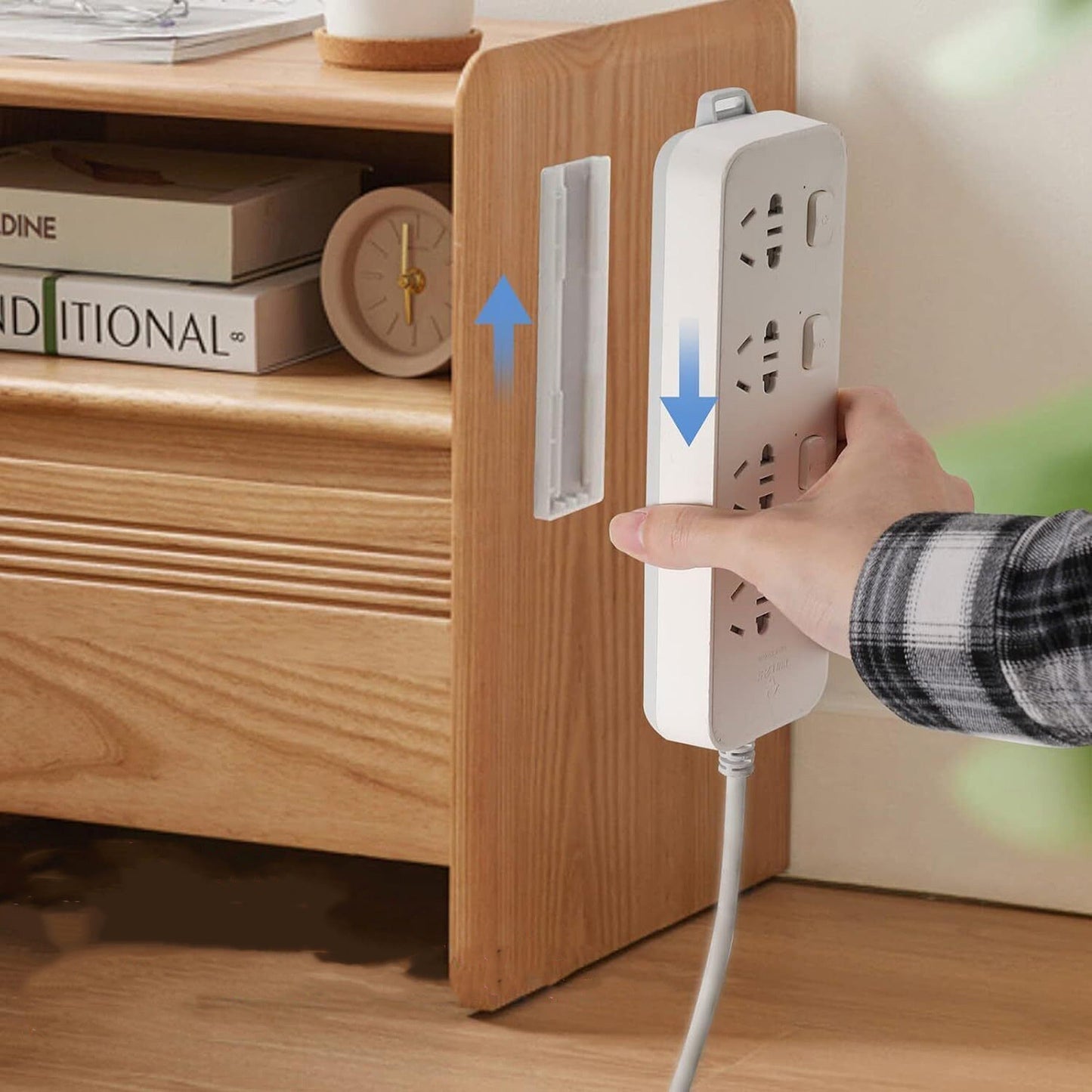 4pcs Wall Desk Socket Fixer Self-Adhesive Holder