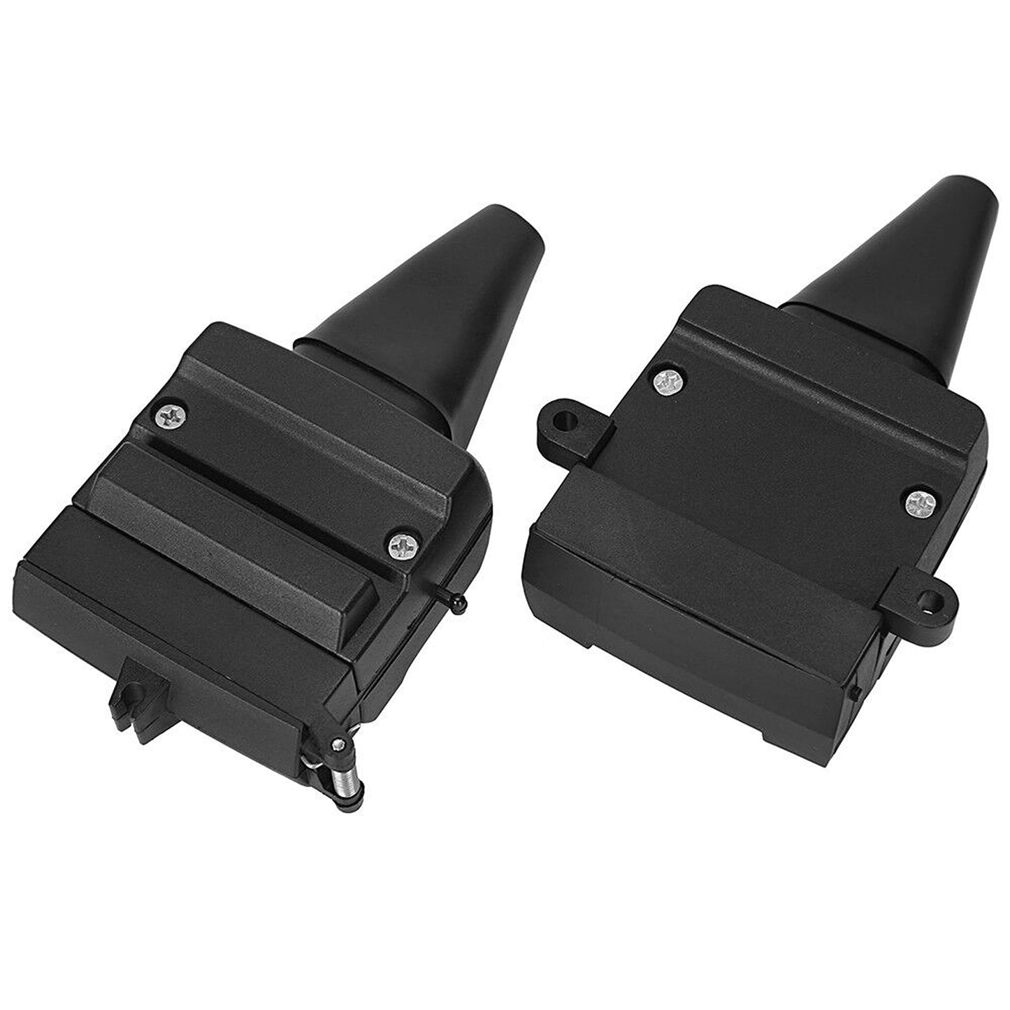 2pcs 12-Pin Flat Trailer Plug Light Adapter Dual Connector Socket