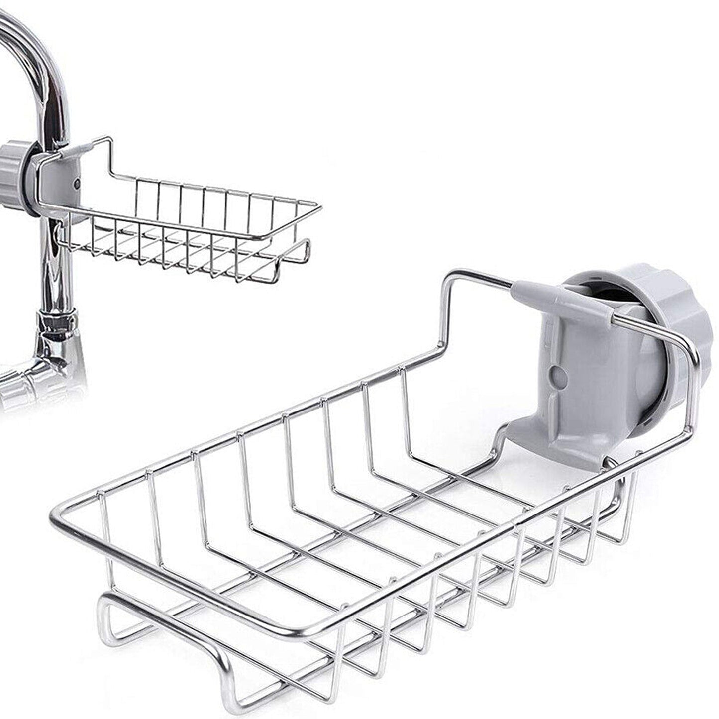 Sponge Holder for Kitchen Sink Faucet Shelf with Cloth Rack Organizer