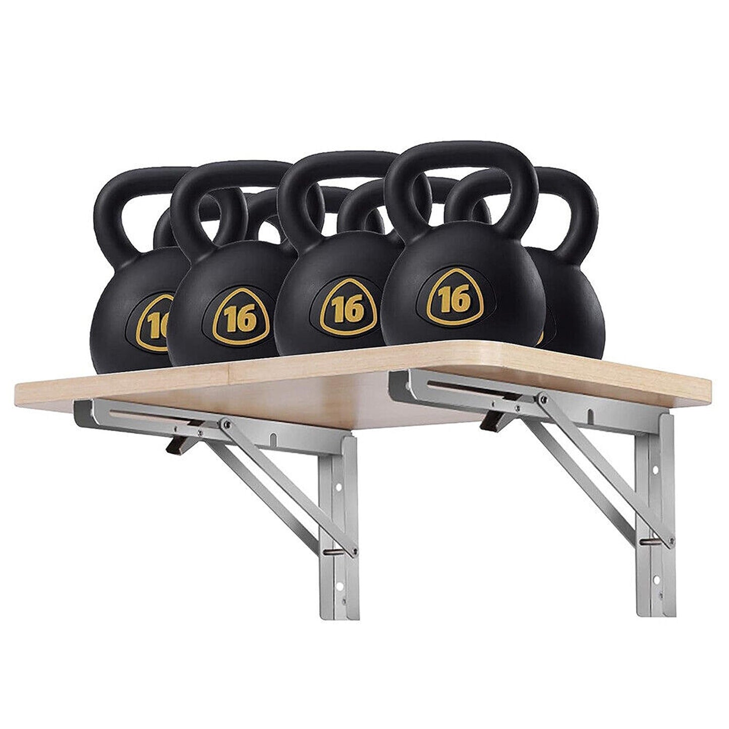 Heavy Duty Folding Shelf Bracket Stainless Steel Load 150kg - 2 Pack