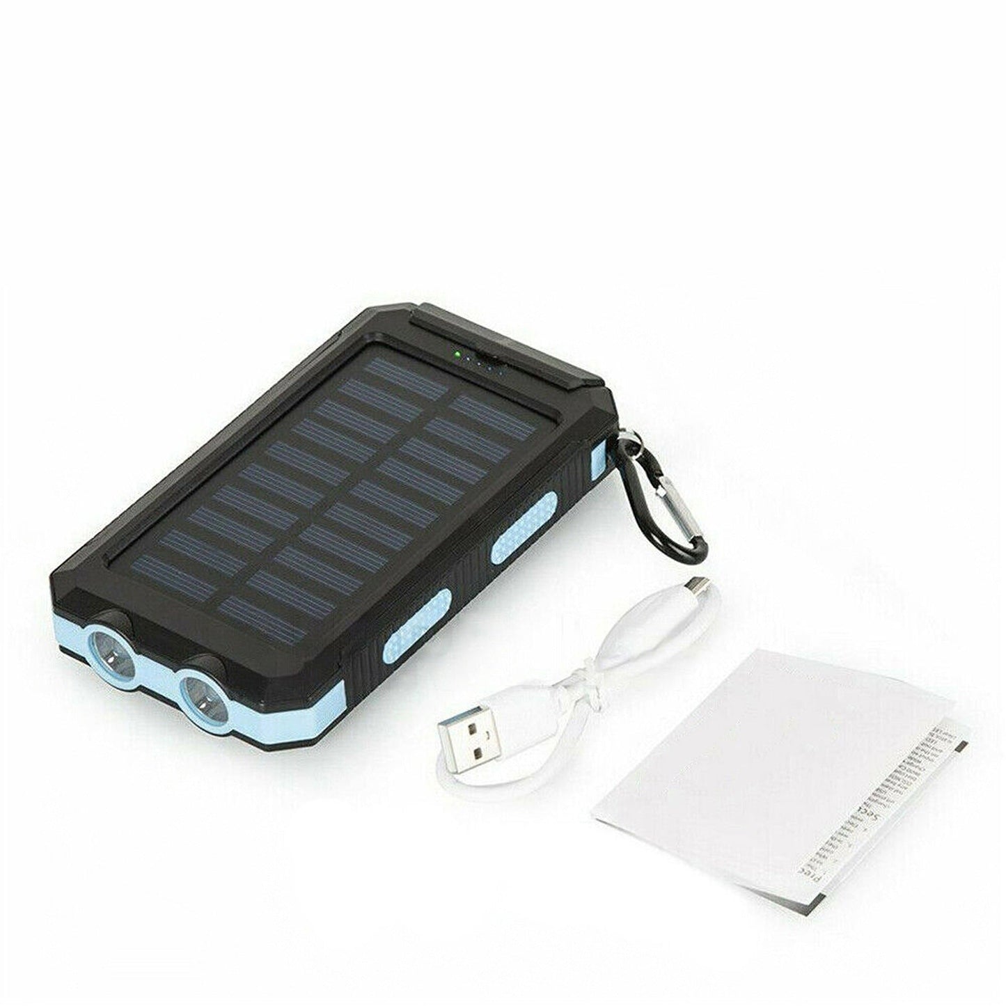 Portable External Solar Panel USB Charger Dual Battery Power Bank