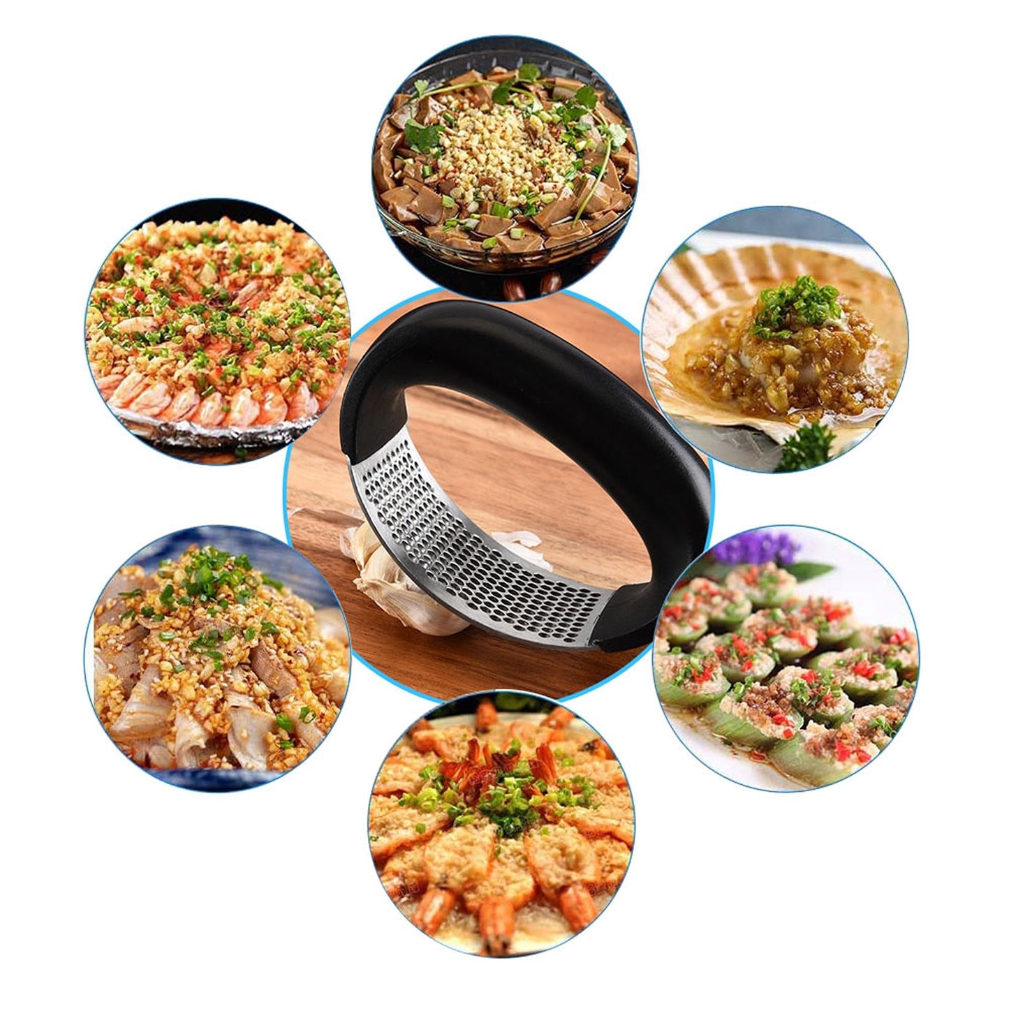 Manual Garlic Press Rocker Stainless Steel Mincer Kitchen Crusher